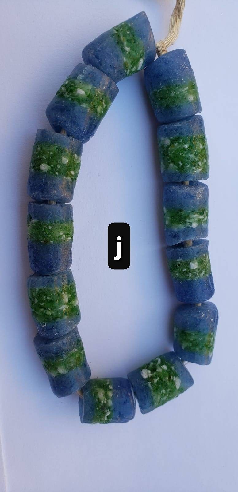 Cylinder African Bead, Powdered Glass Beads, Jewelry Making Beads