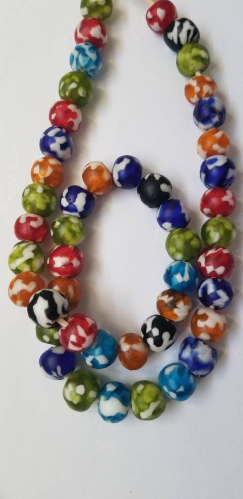 Varicolored Recycled African Beads, Glass Beads, Krobo Beads