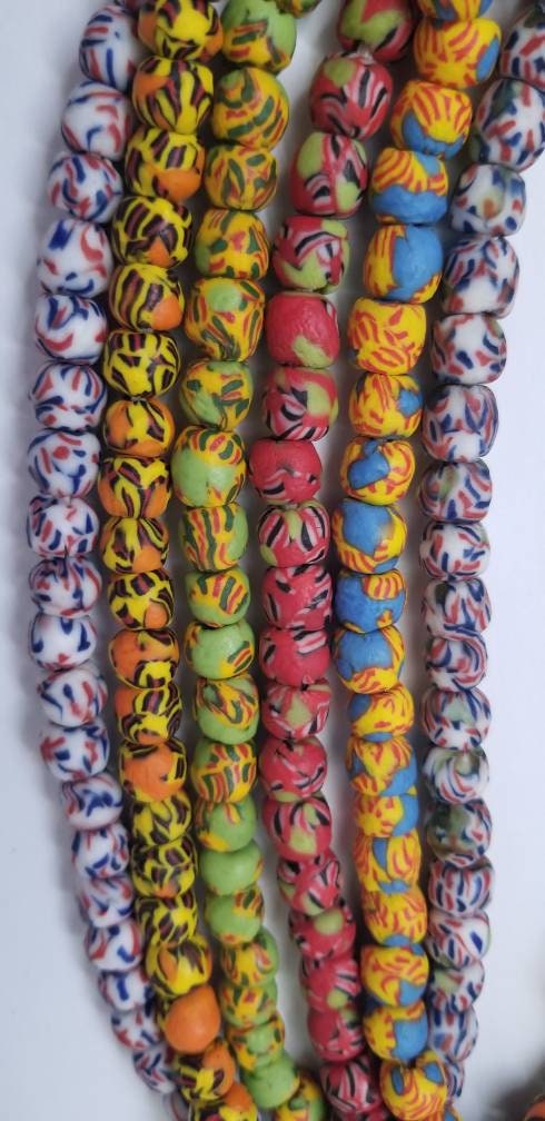 60 African Fused Glass Beads, Small African Beads