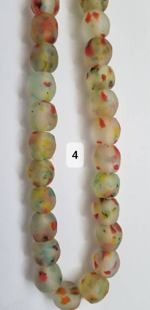 Recycled African Beads, Translucent Glass Beads, Fused Glass Beads