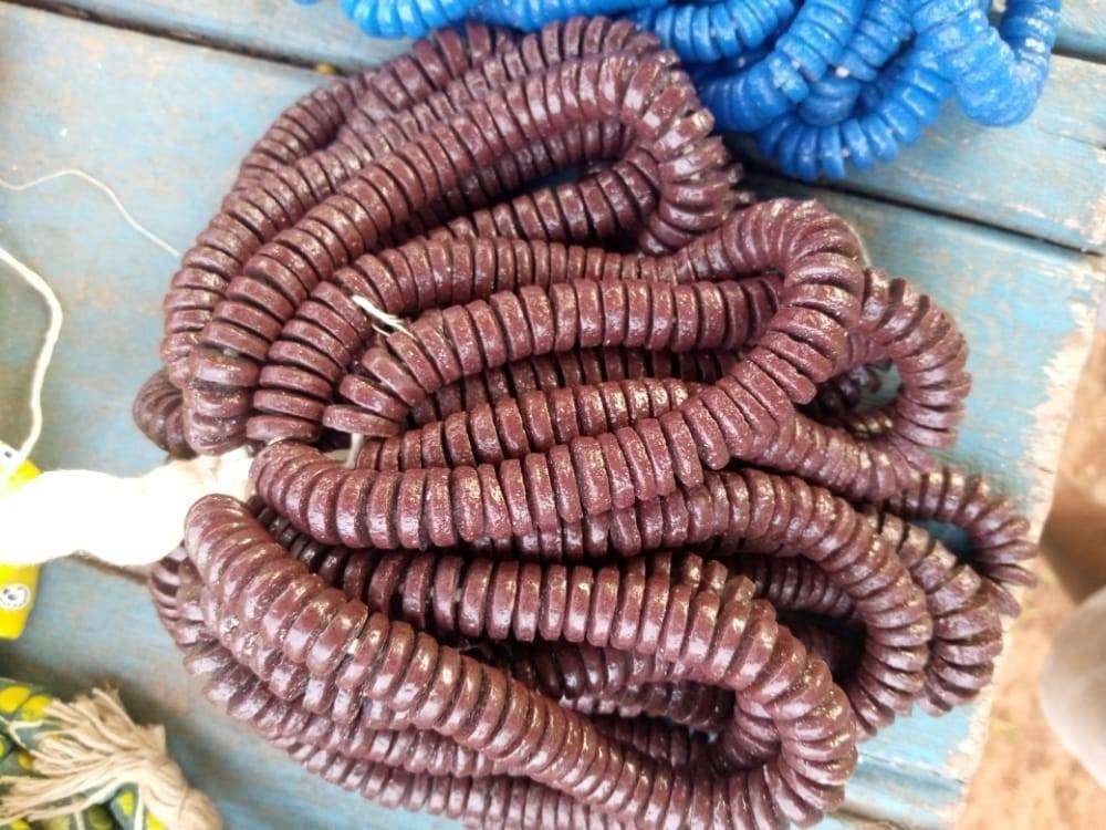 African spacer medium disk beads. 50-70 pieces of Krobo Glass beads