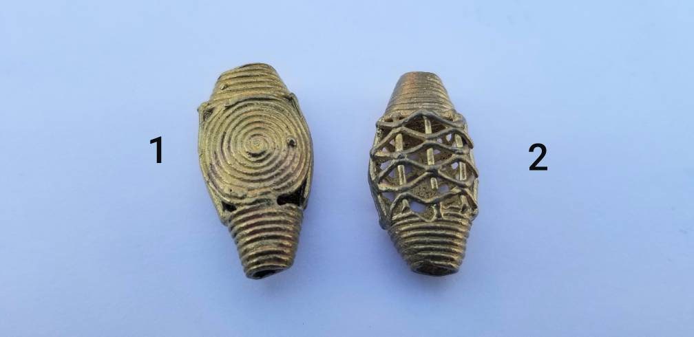 African Lost Wax, African Brass Beads, Bi-cone Brass Beads