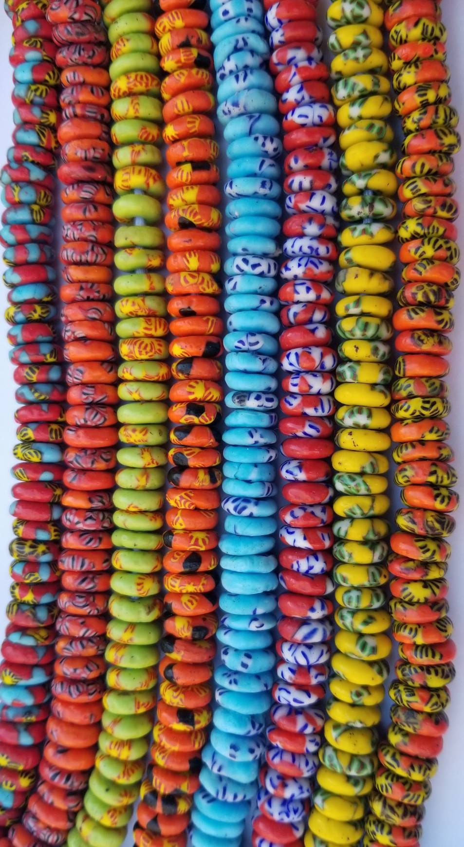 100 African Spacer Beads, Krobo Disk Beads