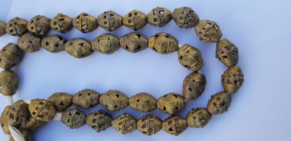 Brass Beads, Bi-cone Beads, African Jewelry