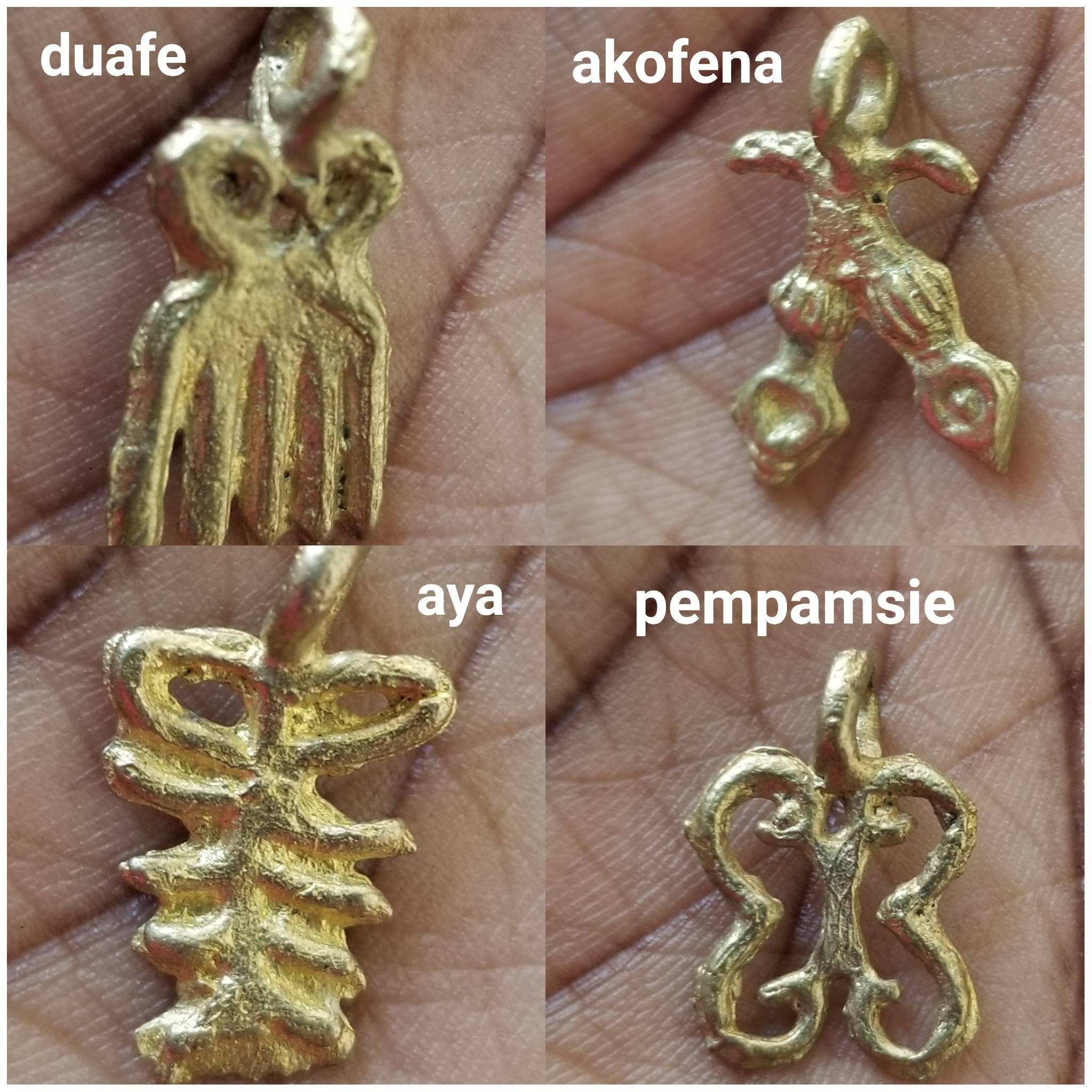 Small Tribal Brass Pendants, African Adinkra Charm, Brass Beads