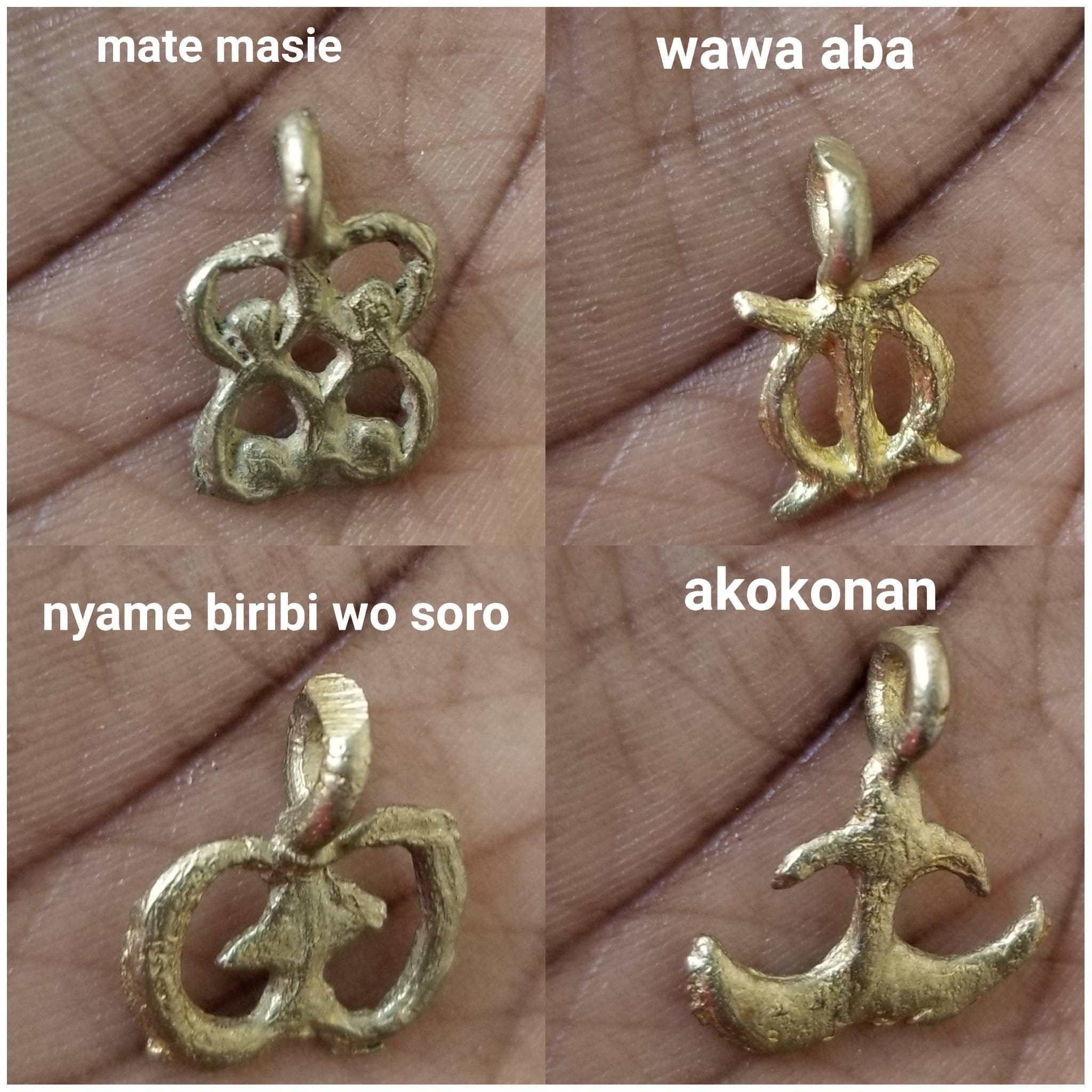 Small Tribal Brass Pendants, African Adinkra Charm, Brass Beads