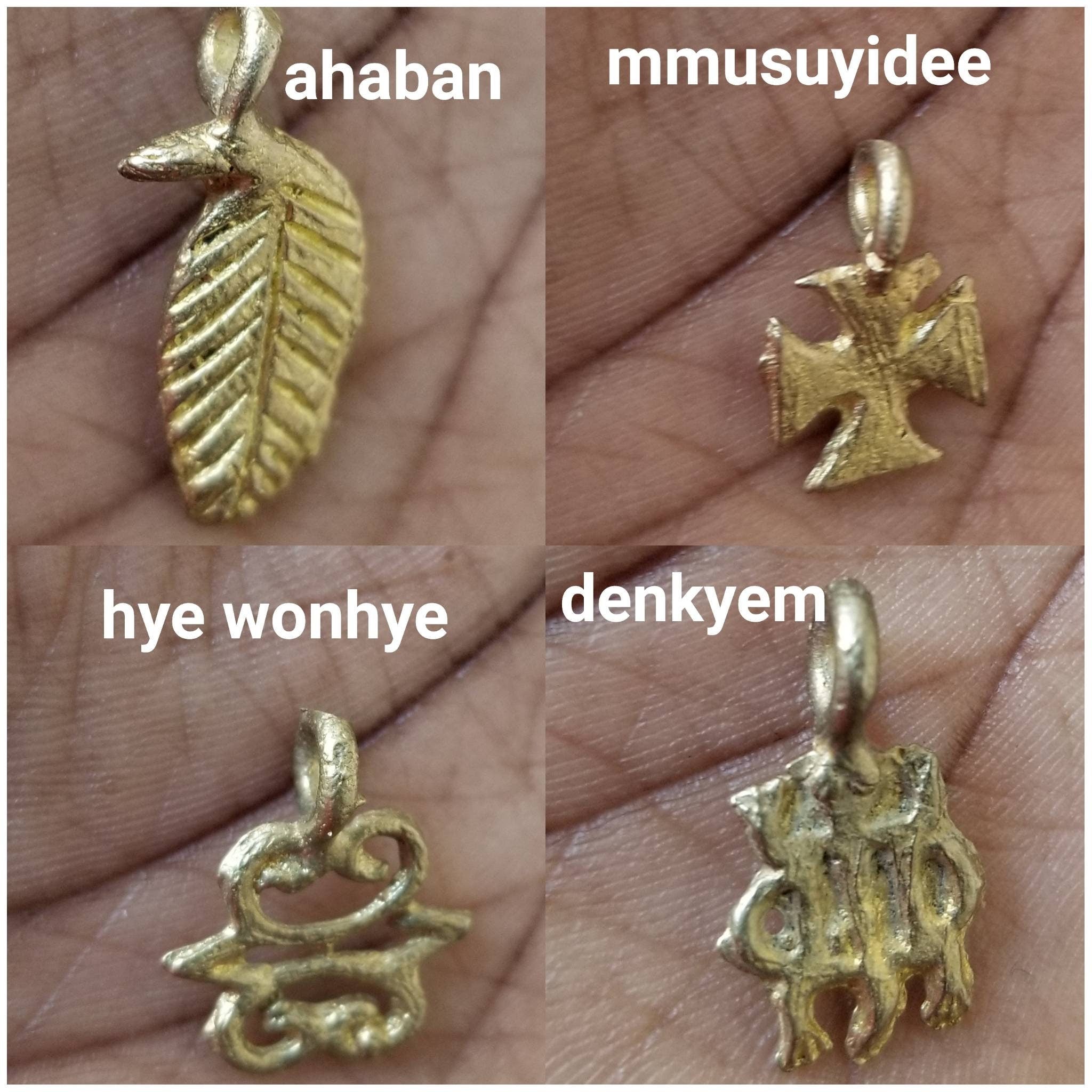 Small Tribal Brass Pendants, African Adinkra Charm, Brass Beads