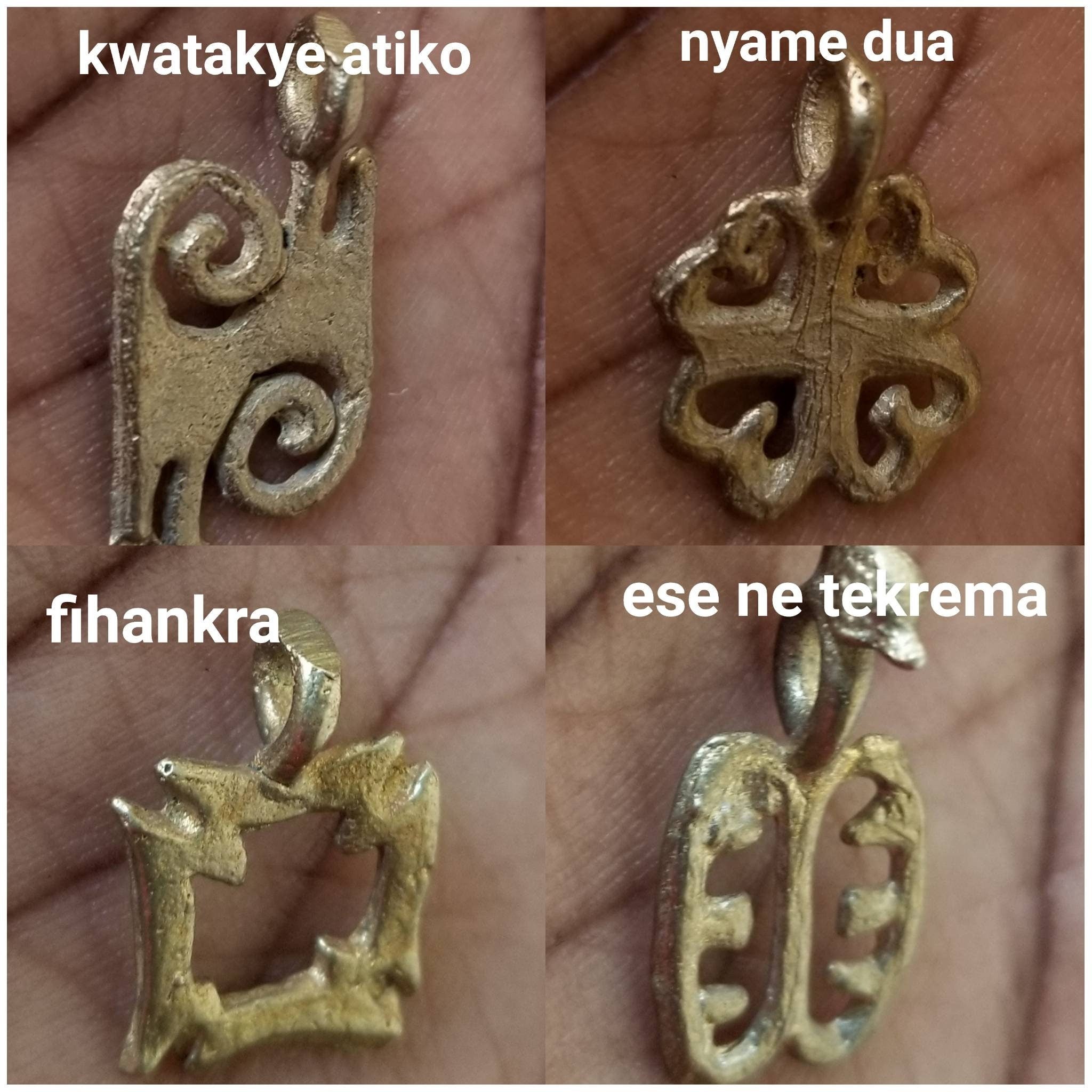 Small Tribal Brass Pendants, African Adinkra Charm, Brass Beads