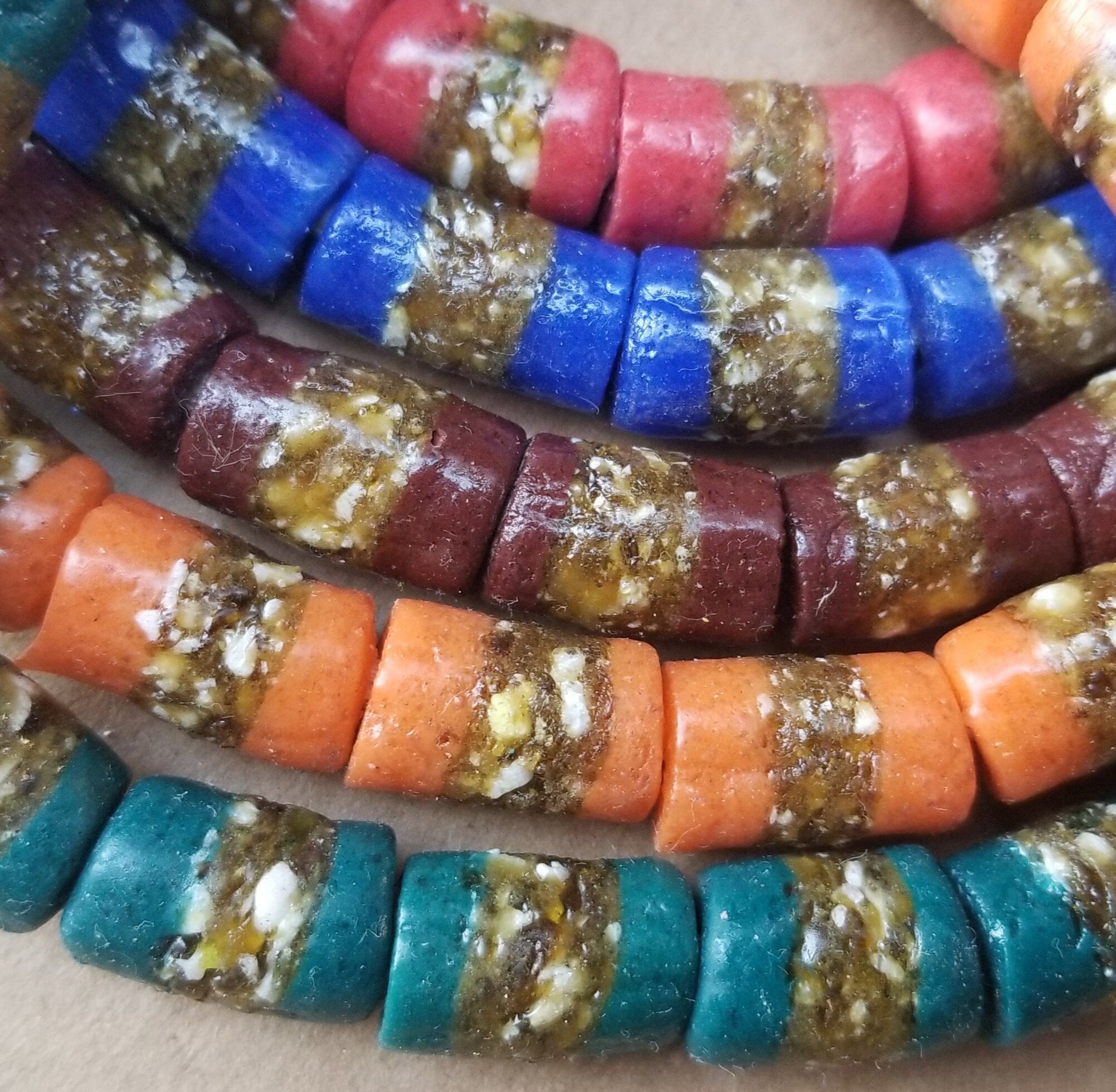 Krobo Glass Beads, African Beads, Tribal Beads