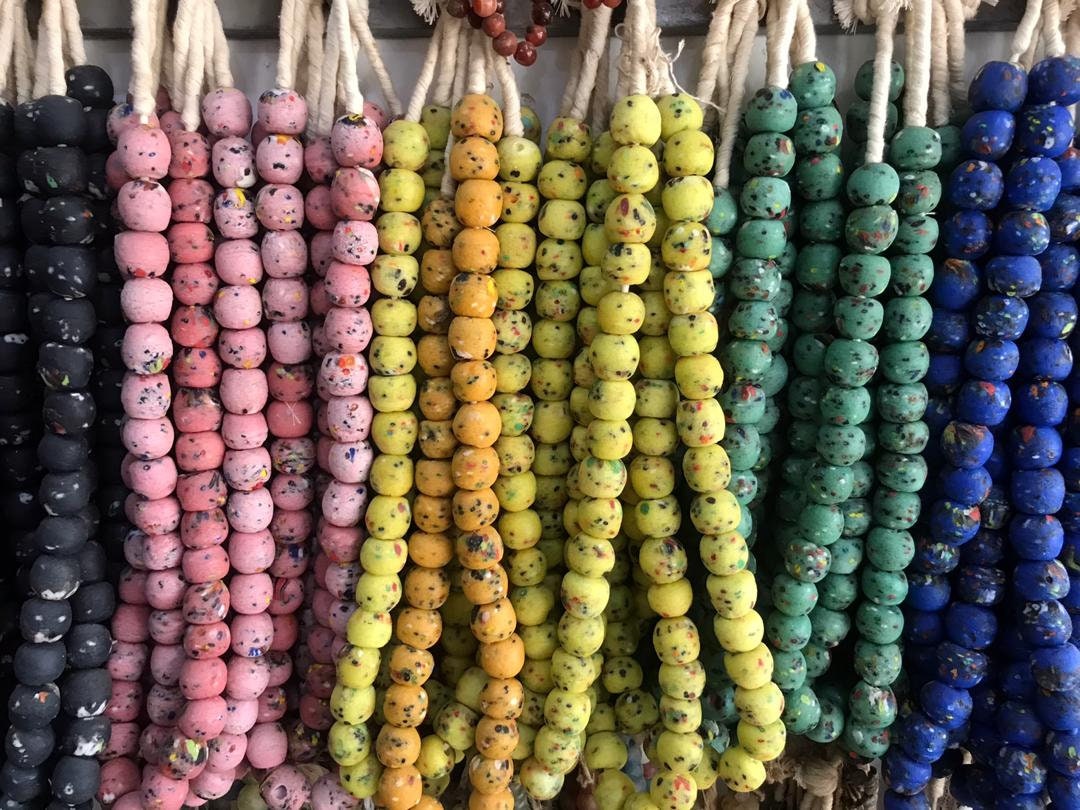 Terrazzo Beads, Ghana Beads, Handmade African Beads