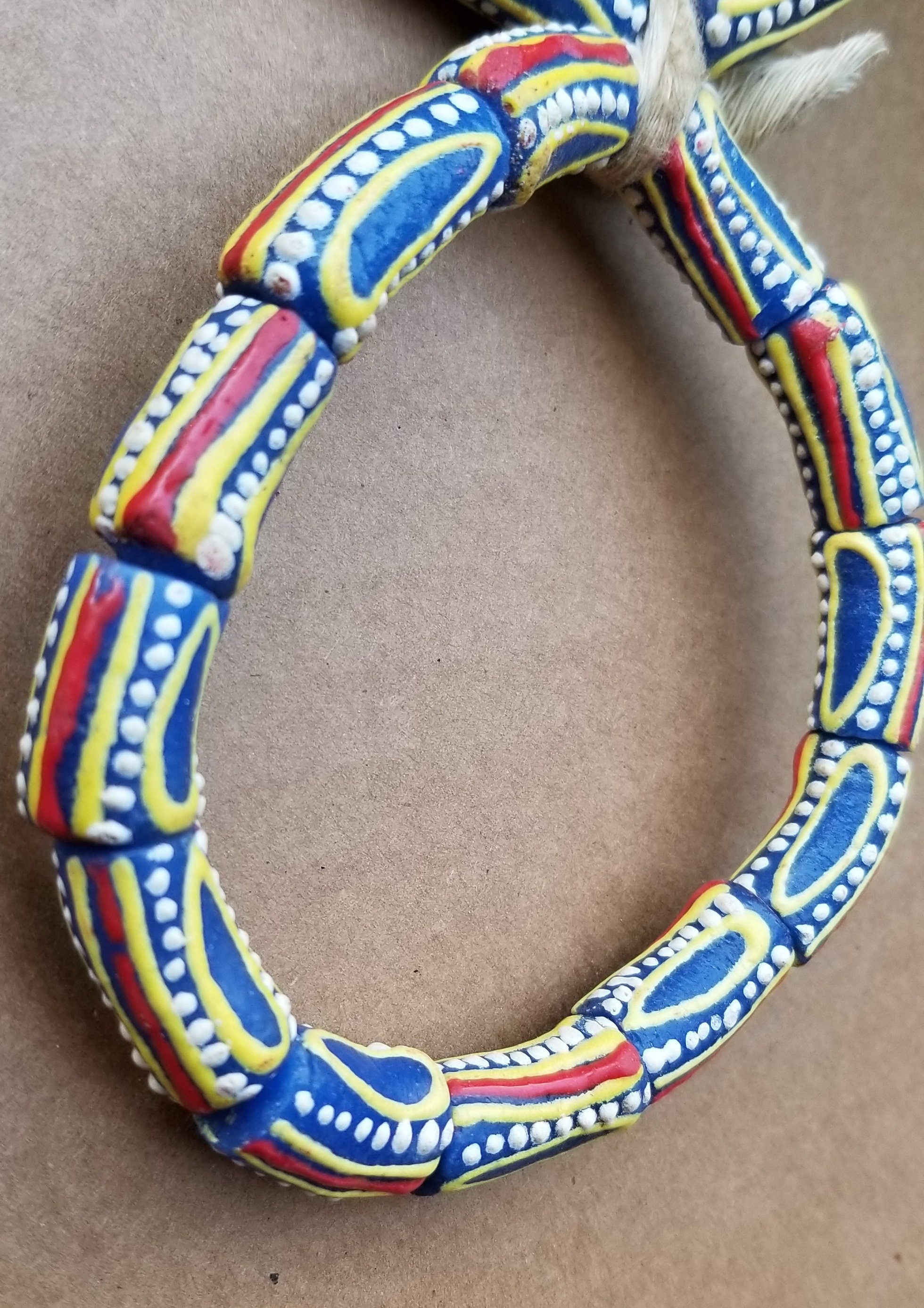 Blue Hand Painted Beads, Krobo Beads, Glass Beads