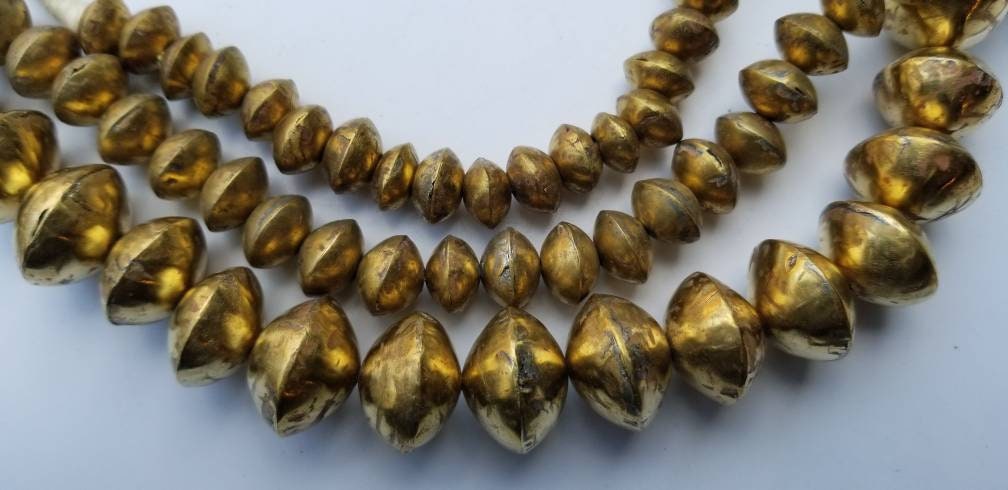 Gold Tuareg Bi-cone Beads, African Beads, Jewelry Making