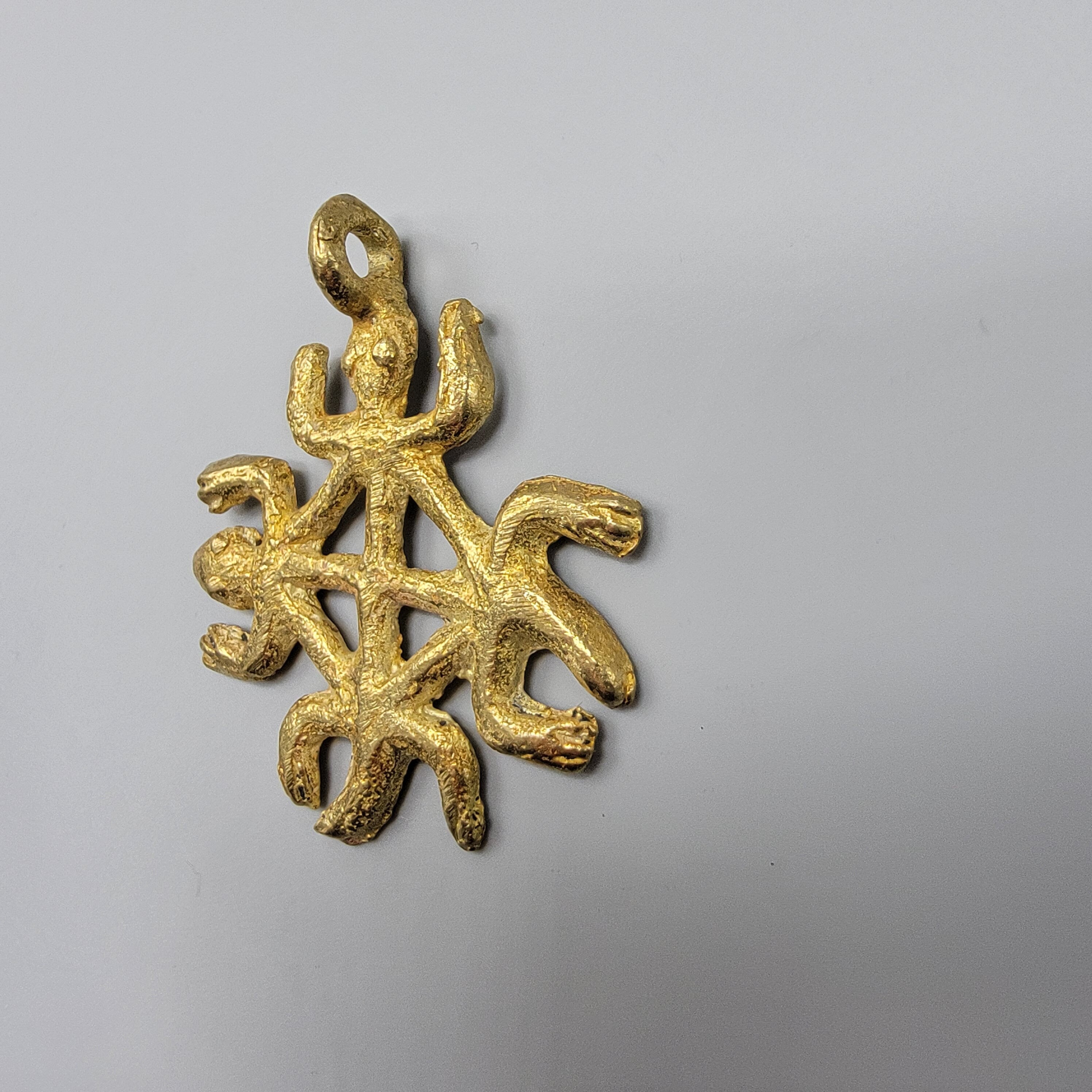 Siamese Crocodiles Brass Beads, Adinkra Brass