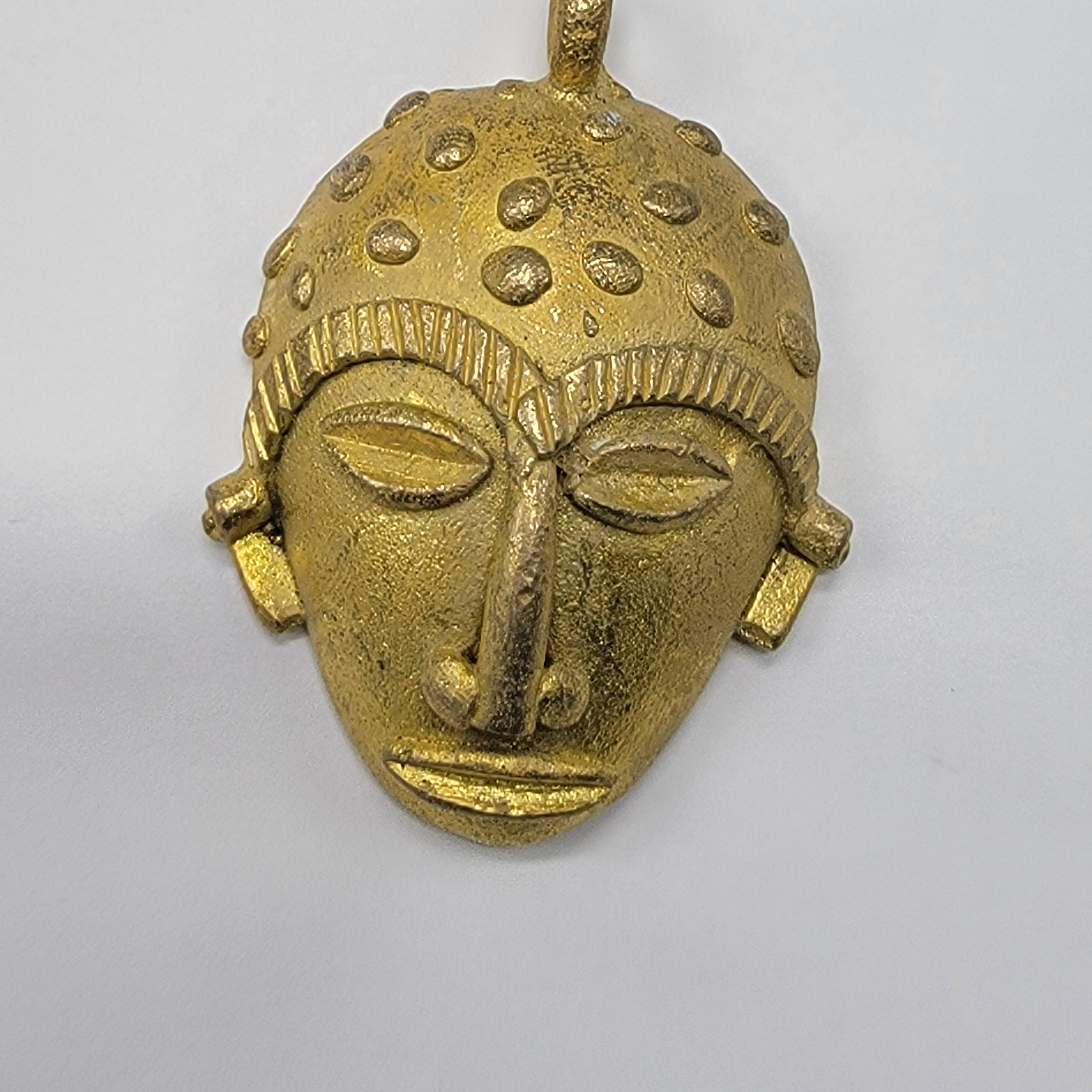 Mask Pendant, African Brass Beads