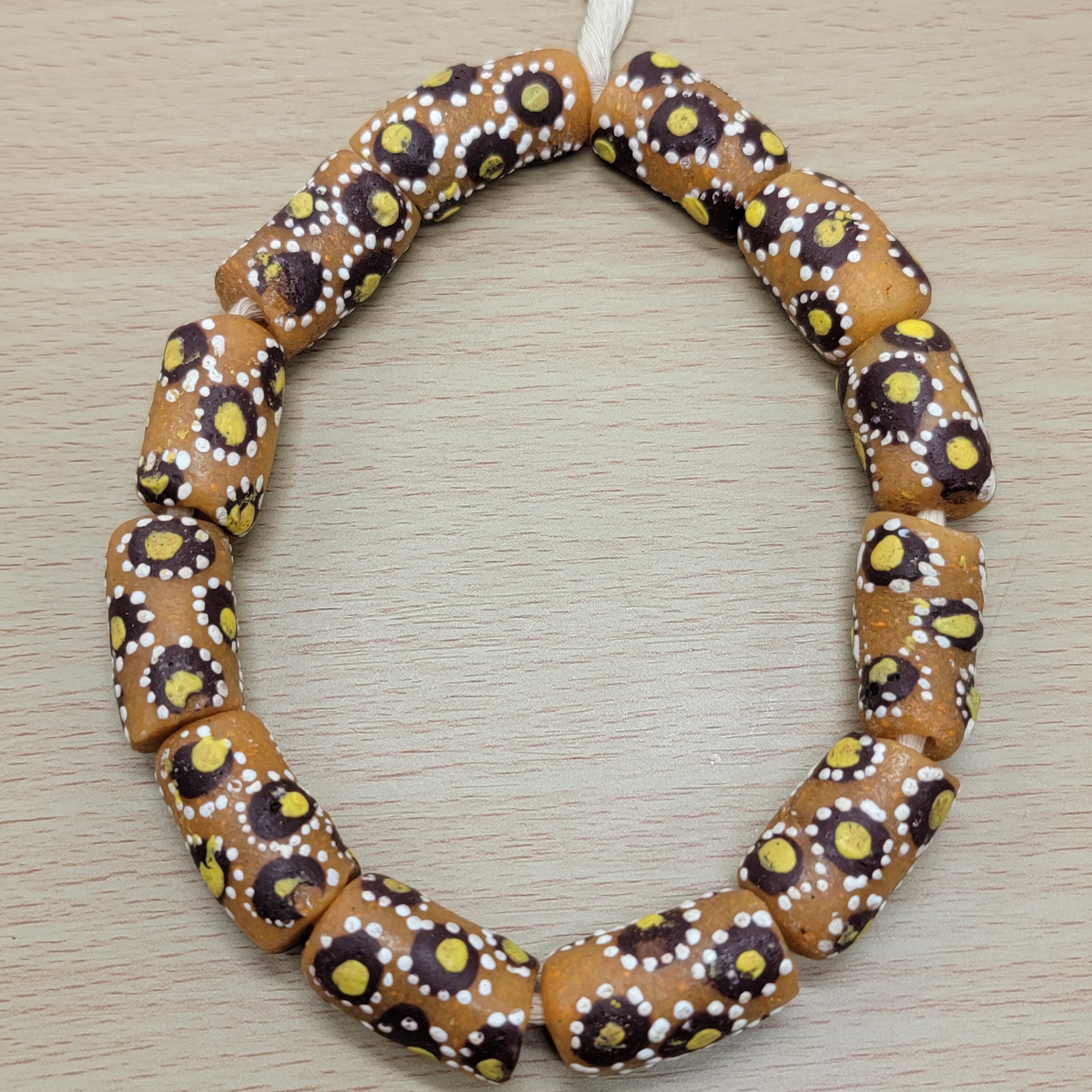 Dotted Brown African Beads, Krobo Glass Beads