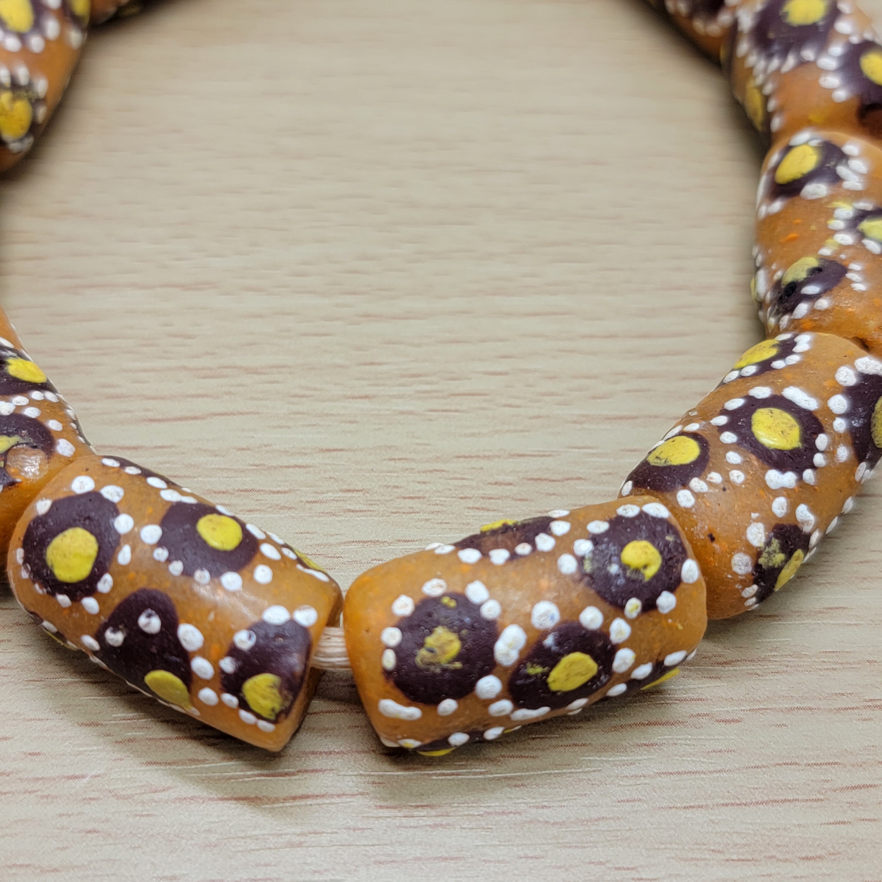 Dotted Brown African Beads, Krobo Glass Beads