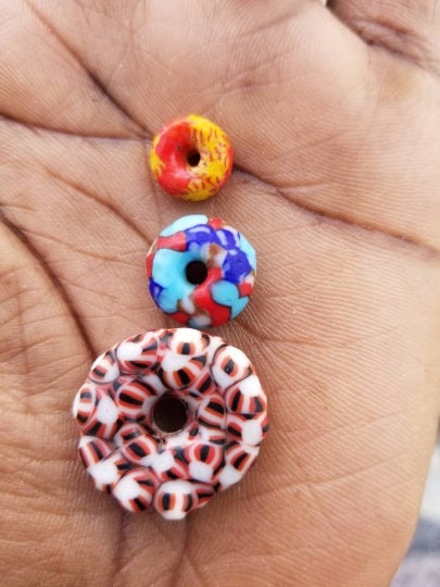 Large African Saucer Bead, Krobo Disk Bead, Jewelry Making