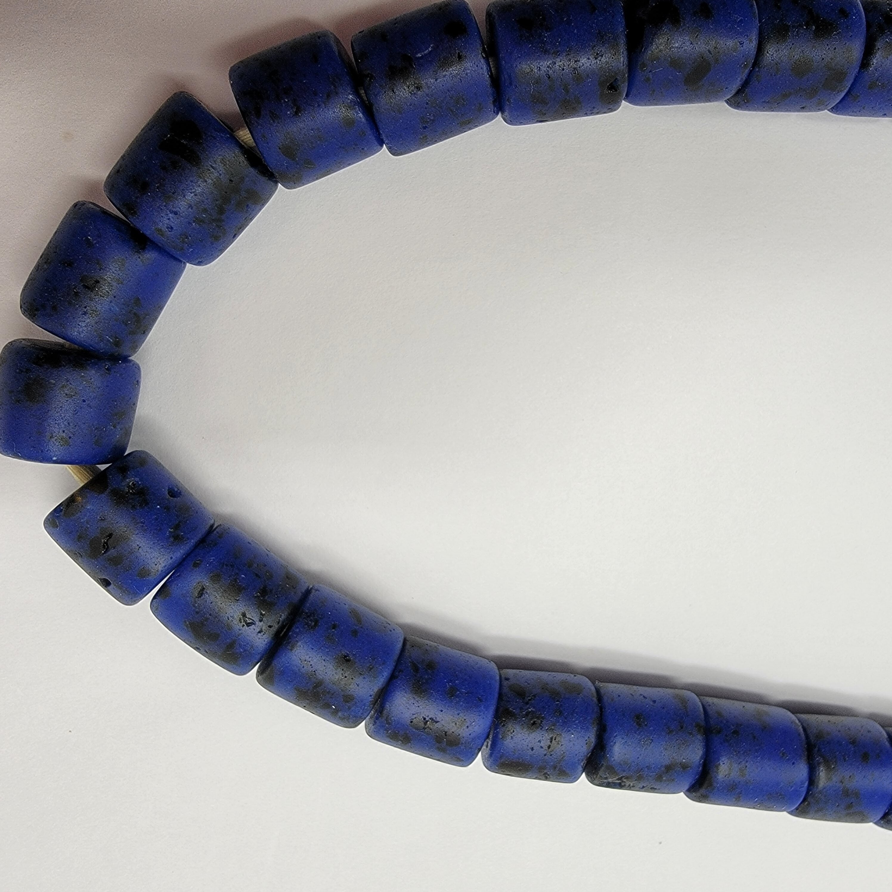 Krobo Glass Beads, Short African Cylinder Beads