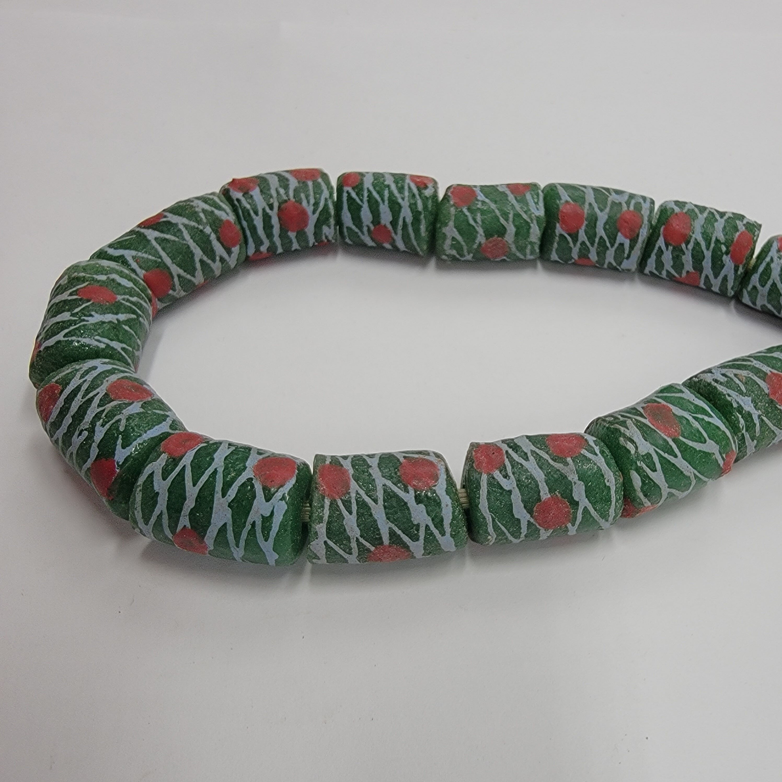 Green Hand Printed Krobo Beads