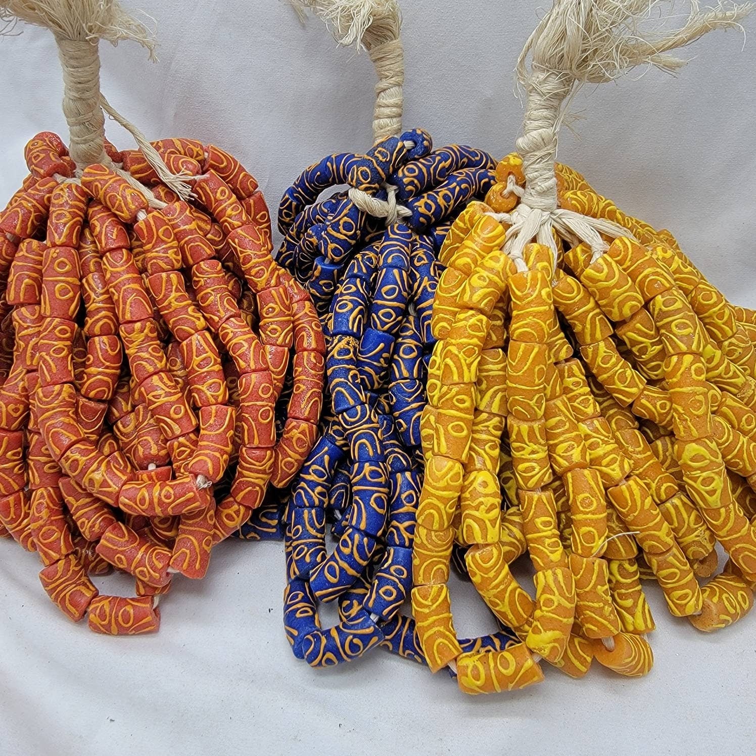 12 Ethnic Beads, African Handmade Jewelry, Krobo Glass Beads