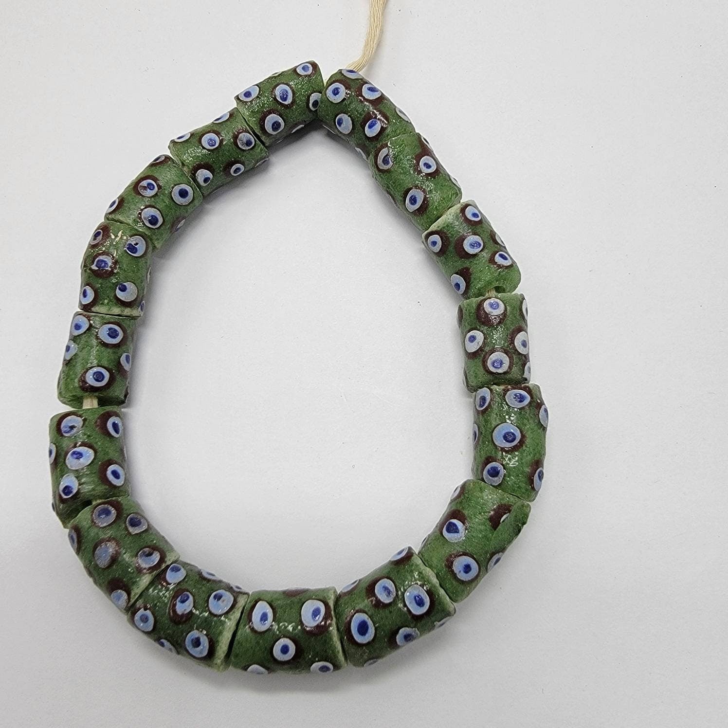 Green Eye African Beads, Krobo Beads