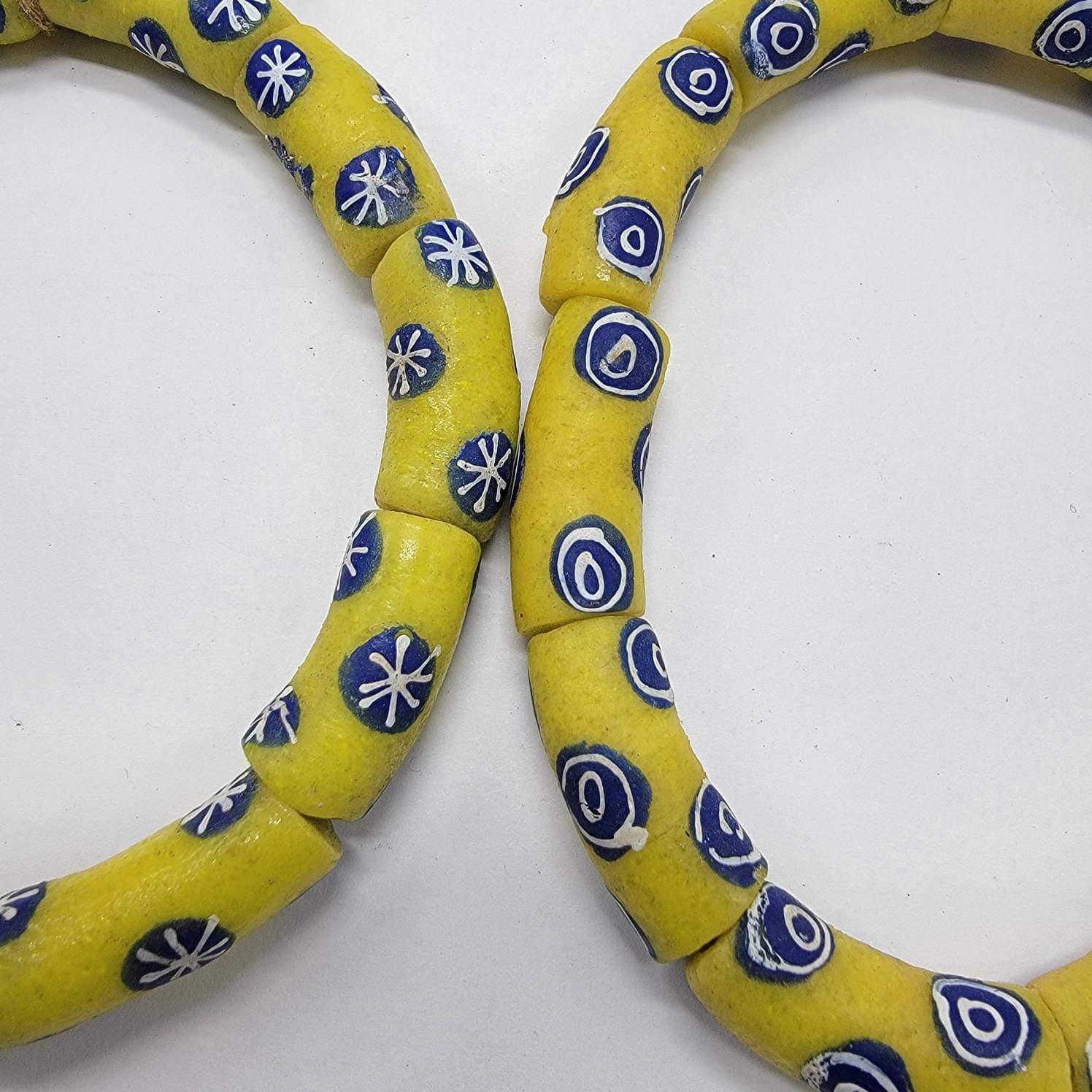 Yellow African Beads, Hand Painted Beads, Jewelry Making