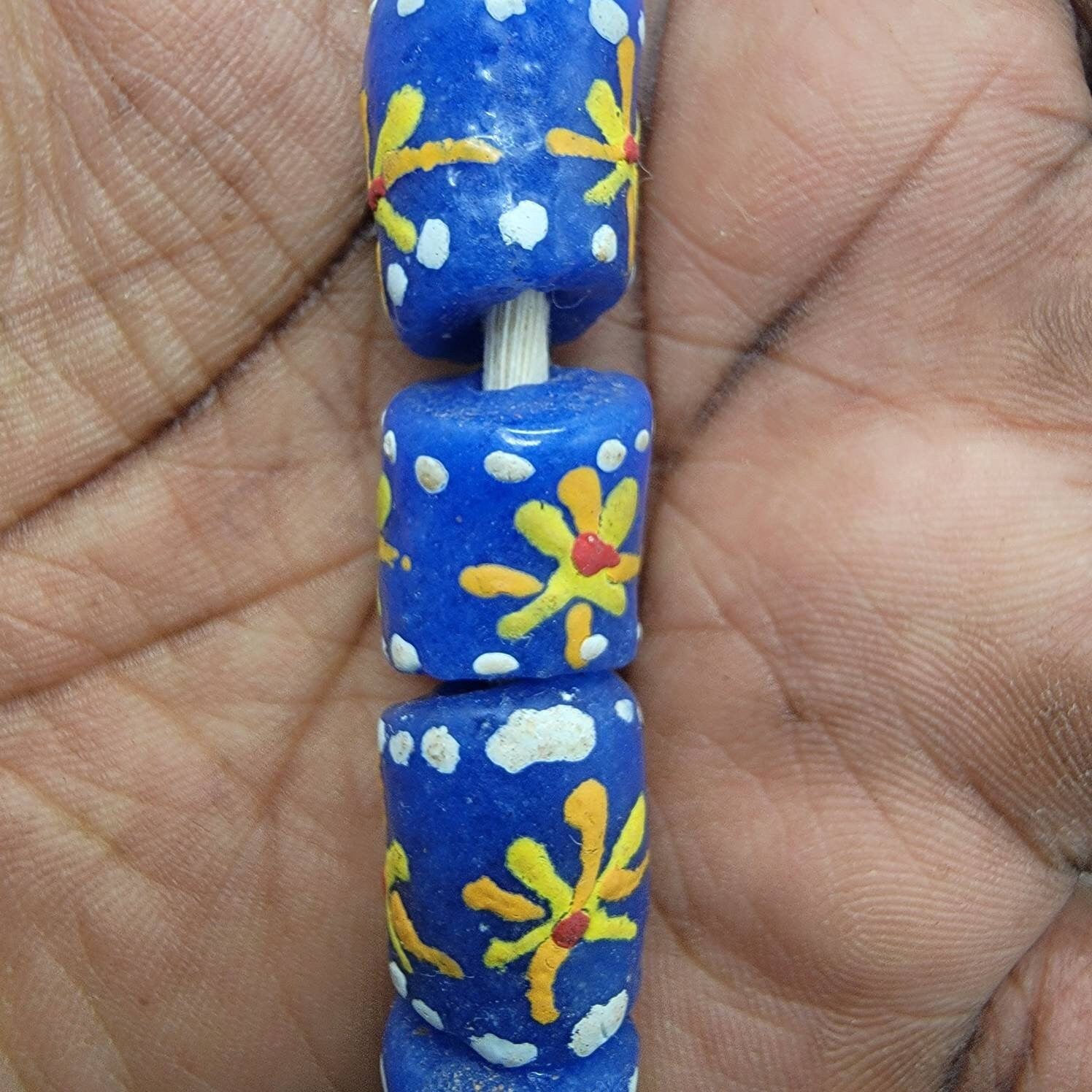 Blue Star Krobo Printed Beads