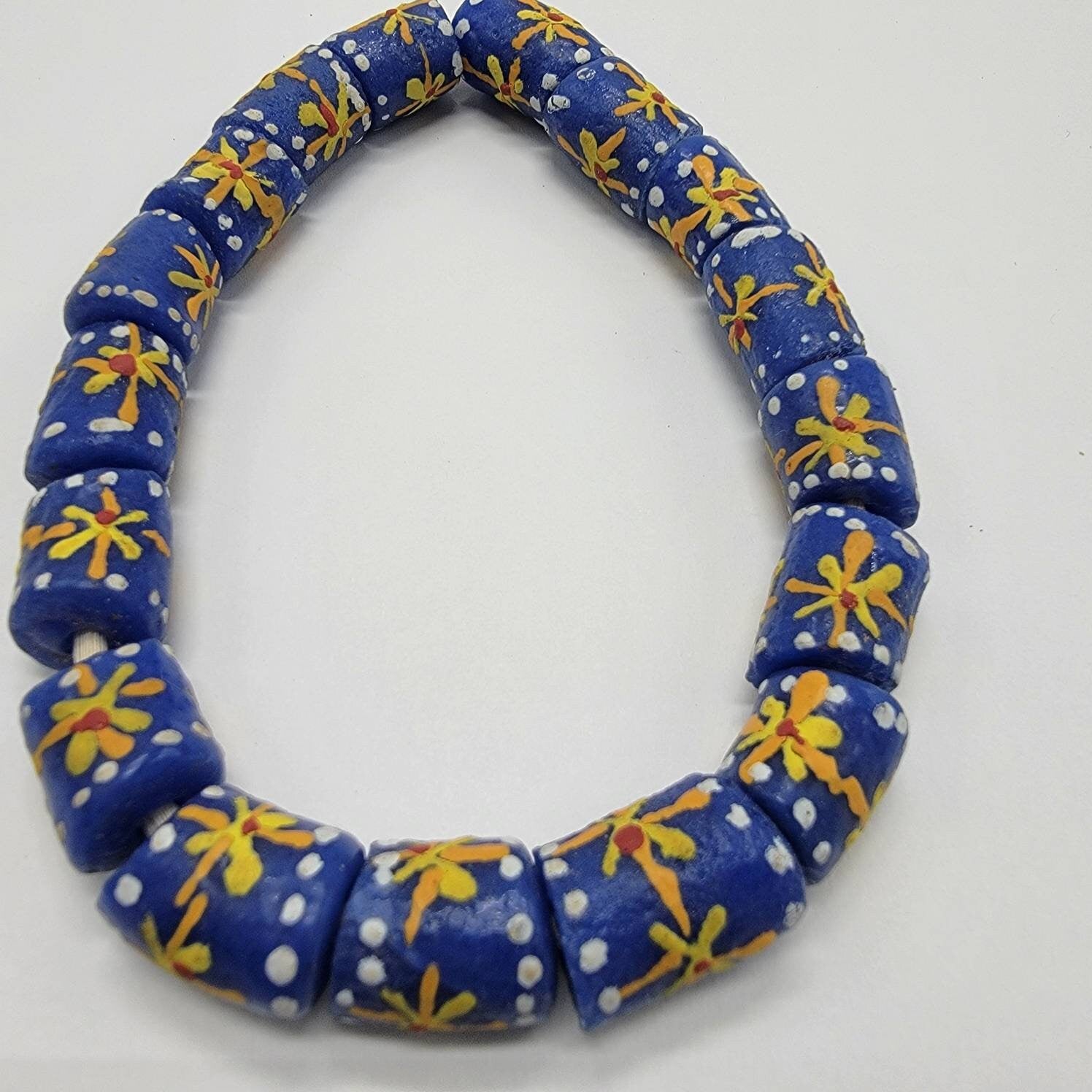 Blue Star Krobo Printed Beads