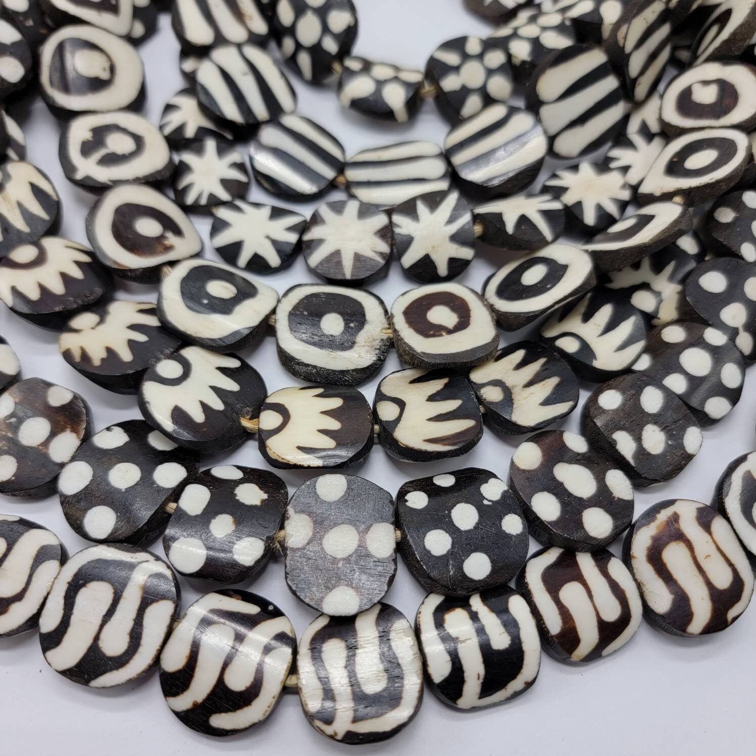 Batik Bone Beads, African Beads