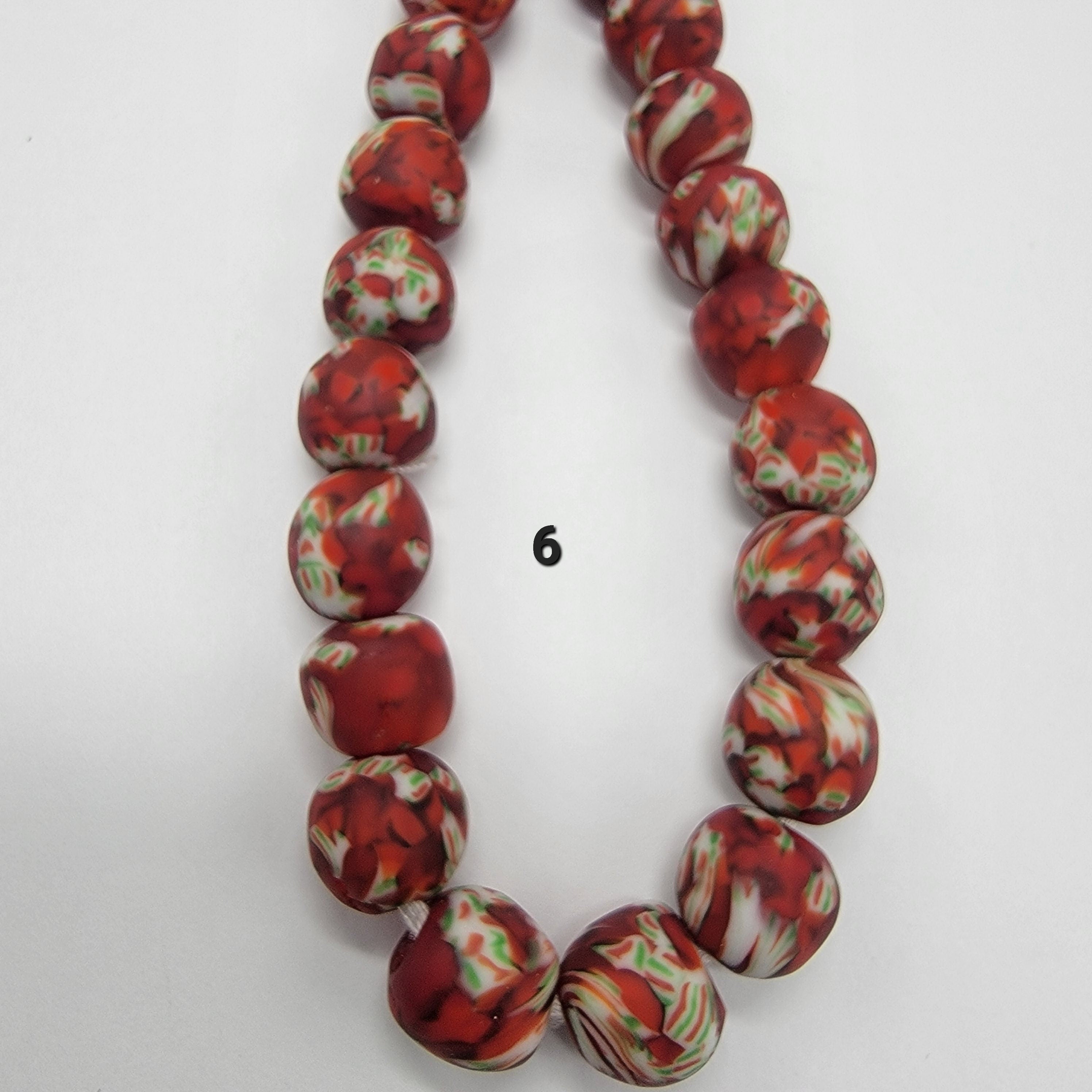 Red African Recycled Glass Beads, Ethnic Beads