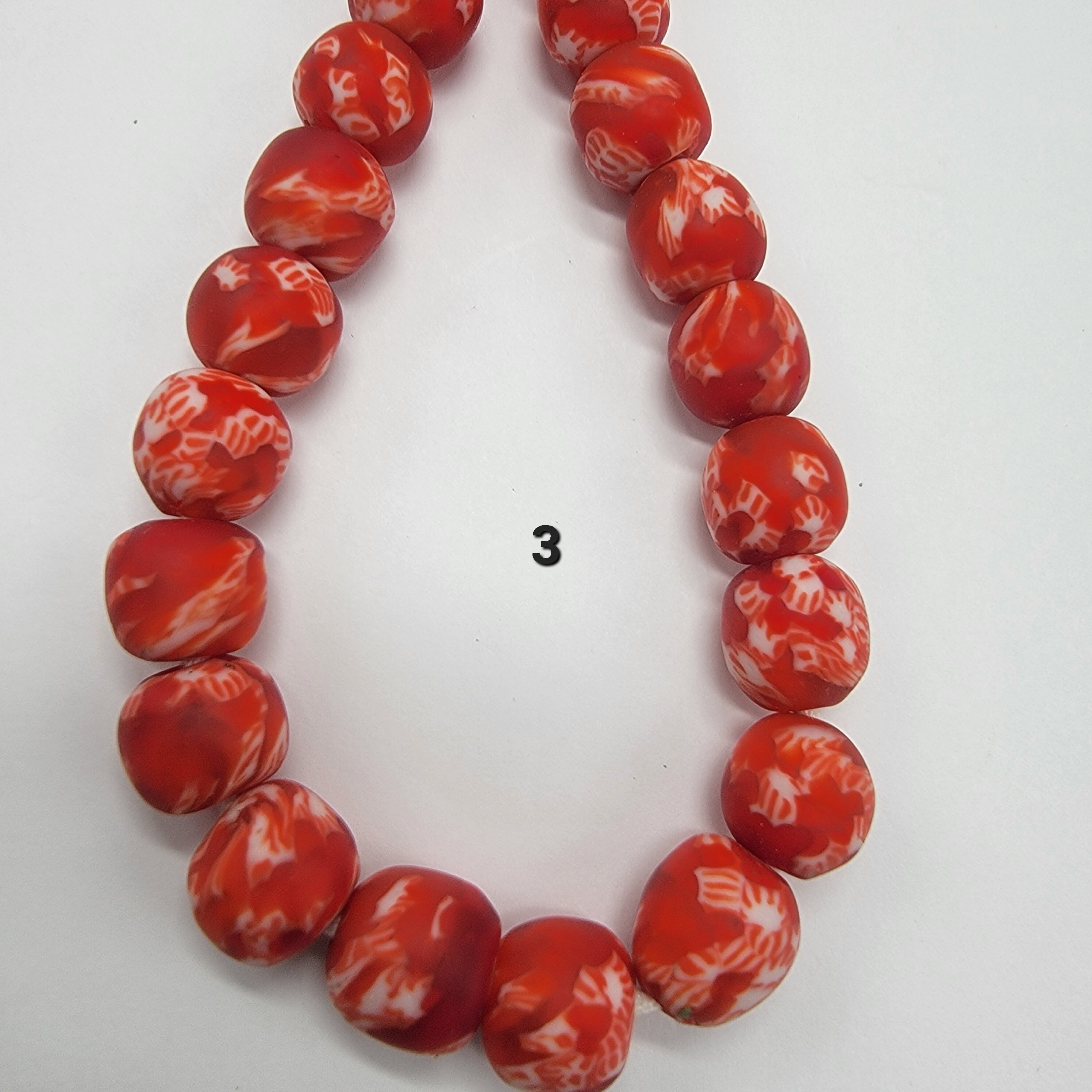 Red African Recycled Glass Beads, Ethnic Beads