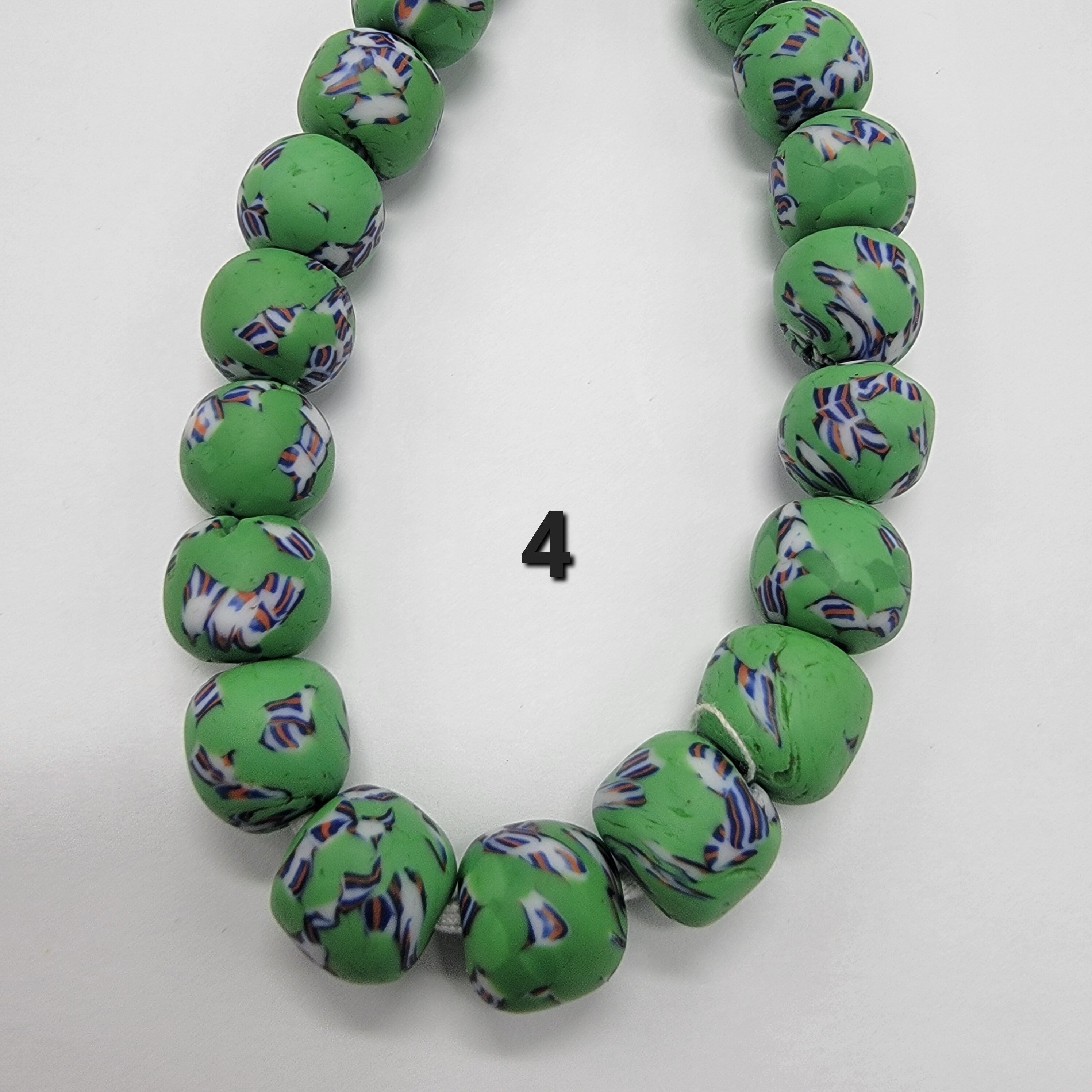 Green African Recycled Glass Beads, Ethnic Beads