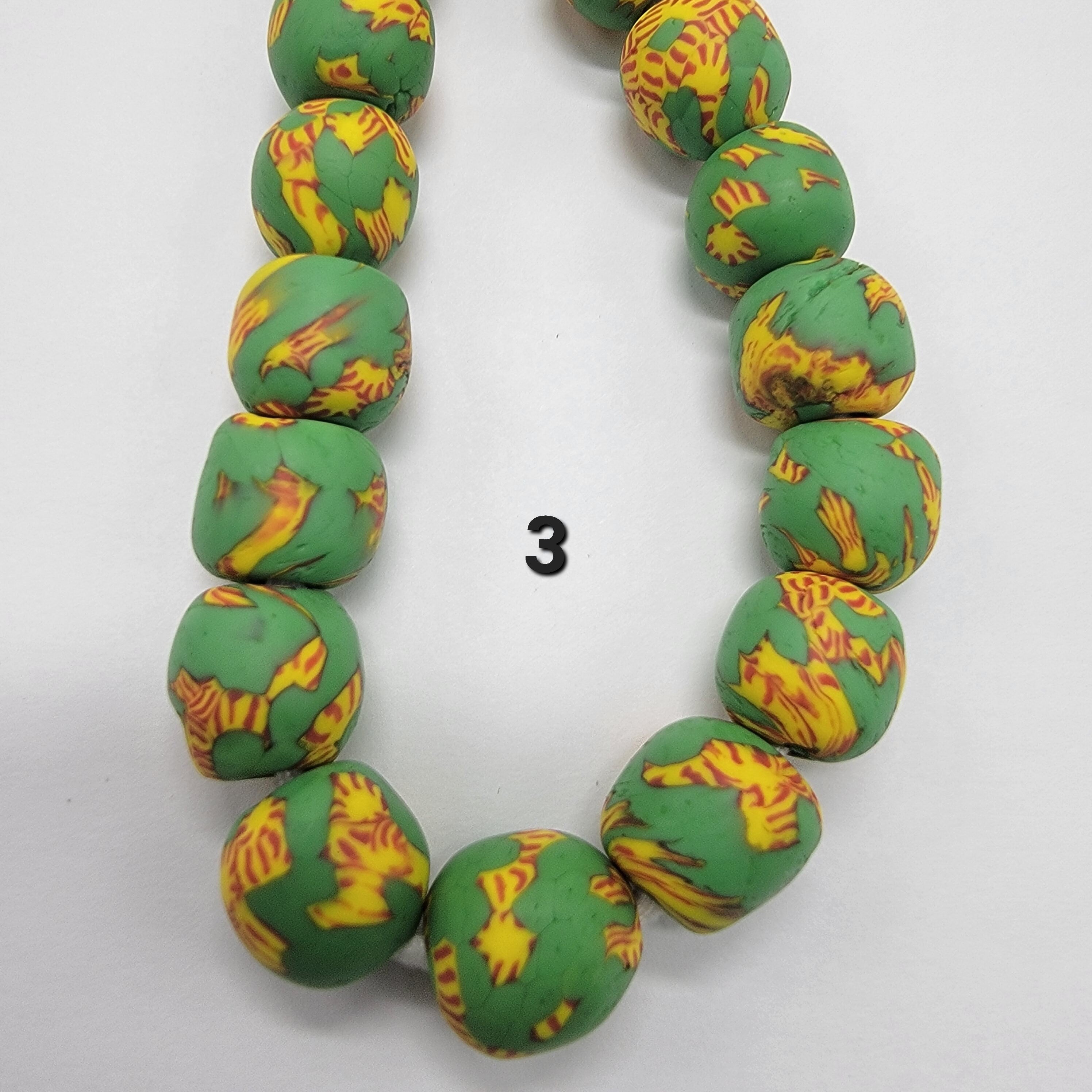 Green African Recycled Glass Beads, Ethnic Beads