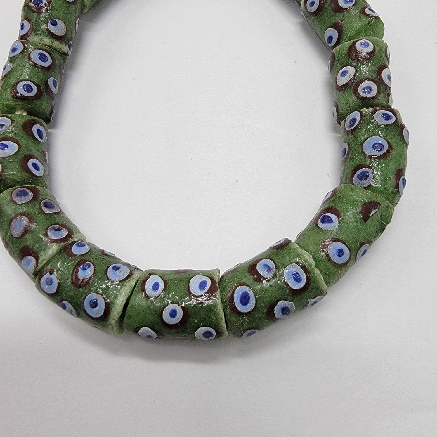 Green Eye African Beads, Krobo Beads