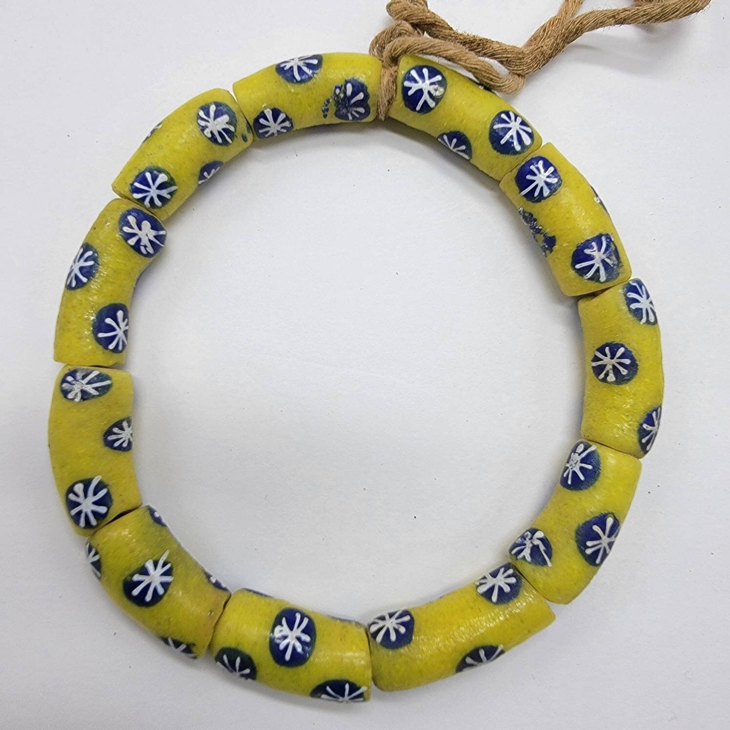 Yellow African Beads, Hand Painted Beads, Jewelry Making