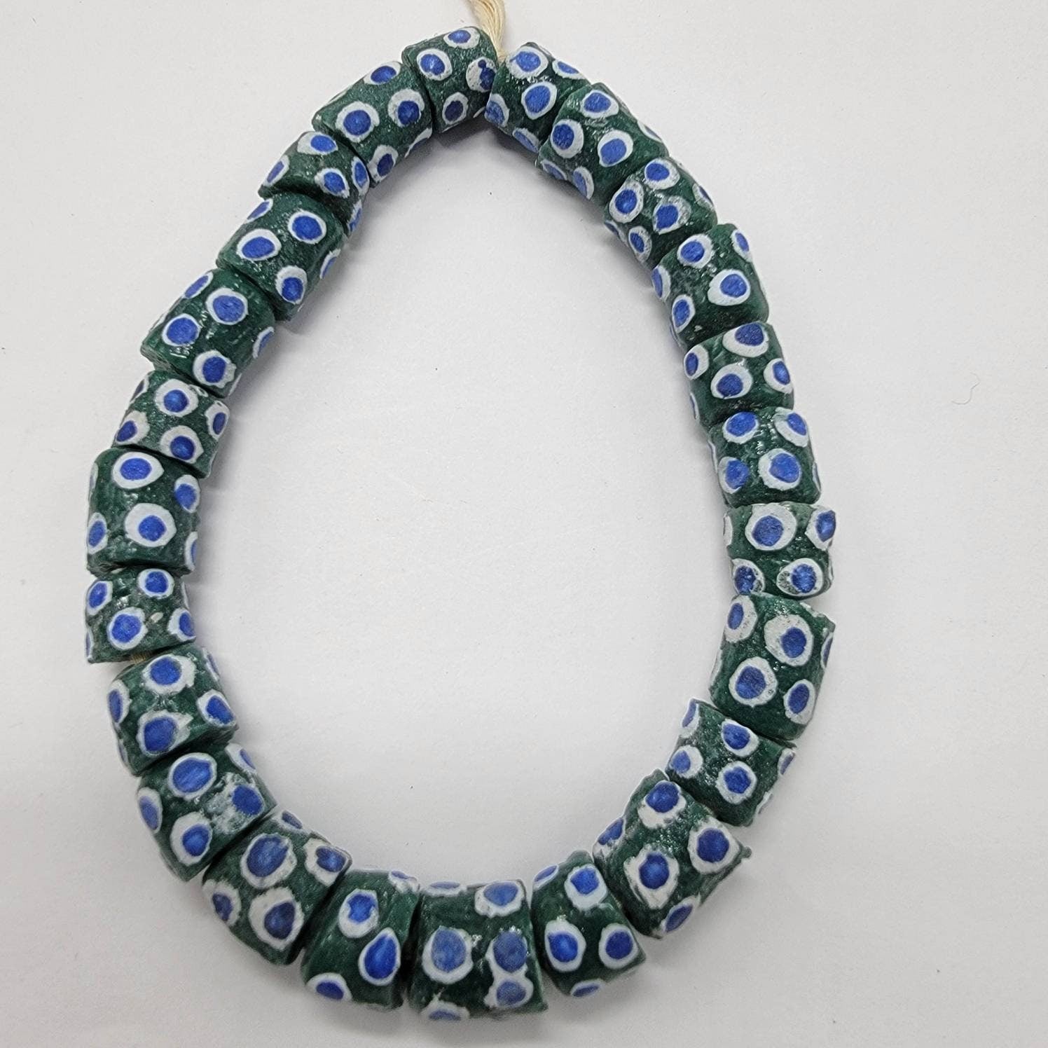 24 Eye Painted Krobo Beads, African Jewelry, Handmade Beads