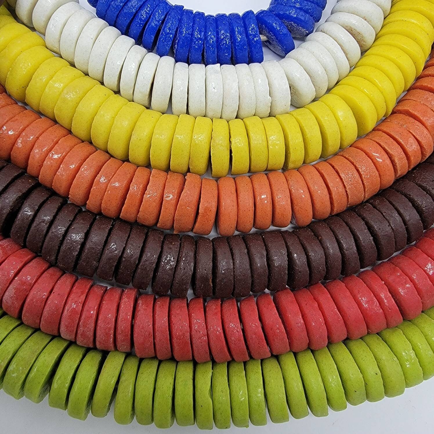 Large African Spacer Beads, African Disk Beads