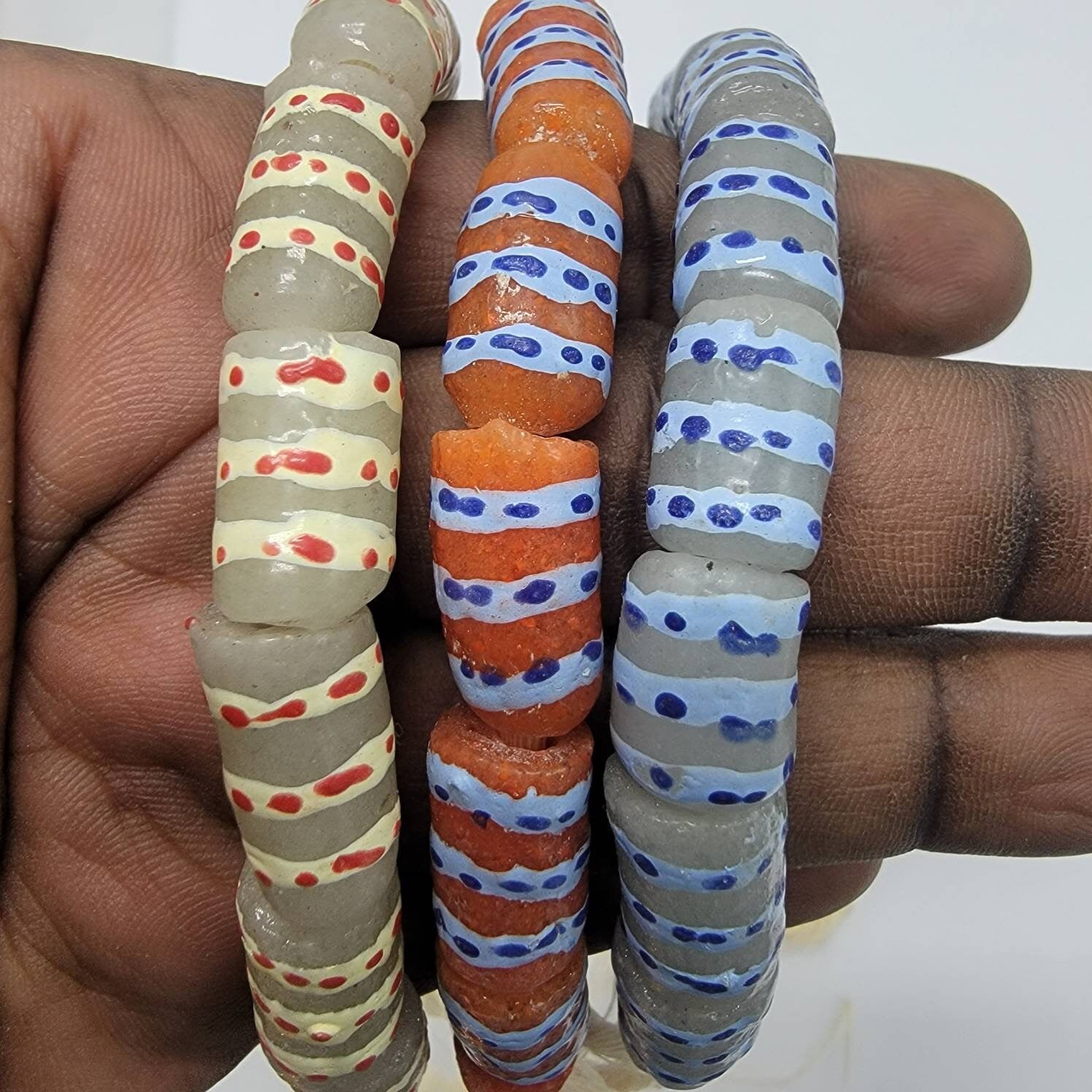 15 Krobo Glass Beads, African Beads