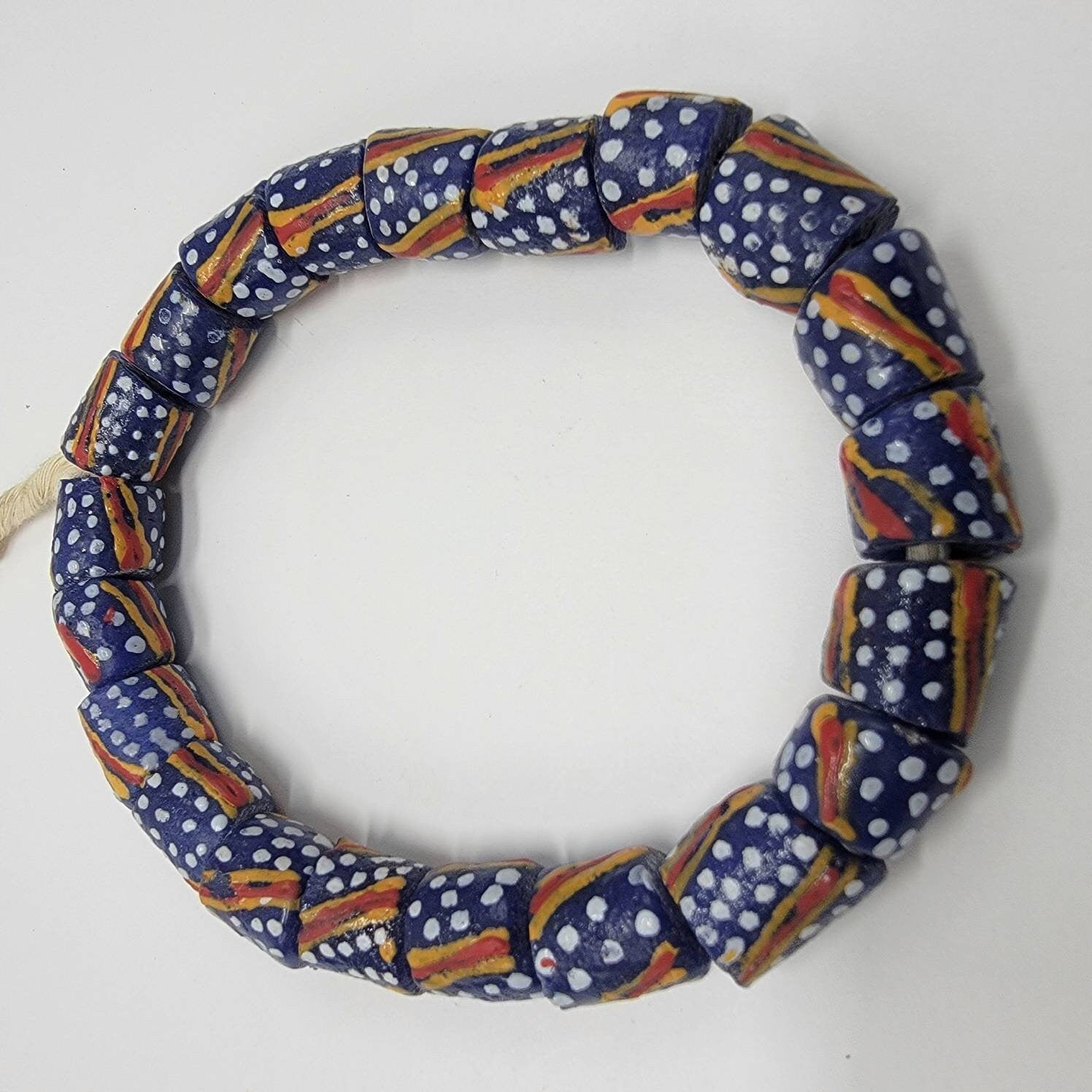 Blue Dotted Hand Painted Beads, African Beads