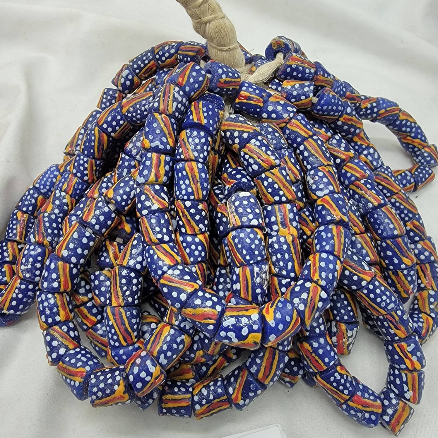 Blue Dotted Hand Painted Beads, African Beads