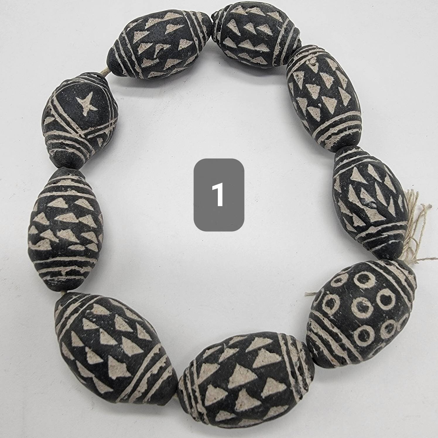 Long Terracotta Bi-cone African Beads, Clay Beads,