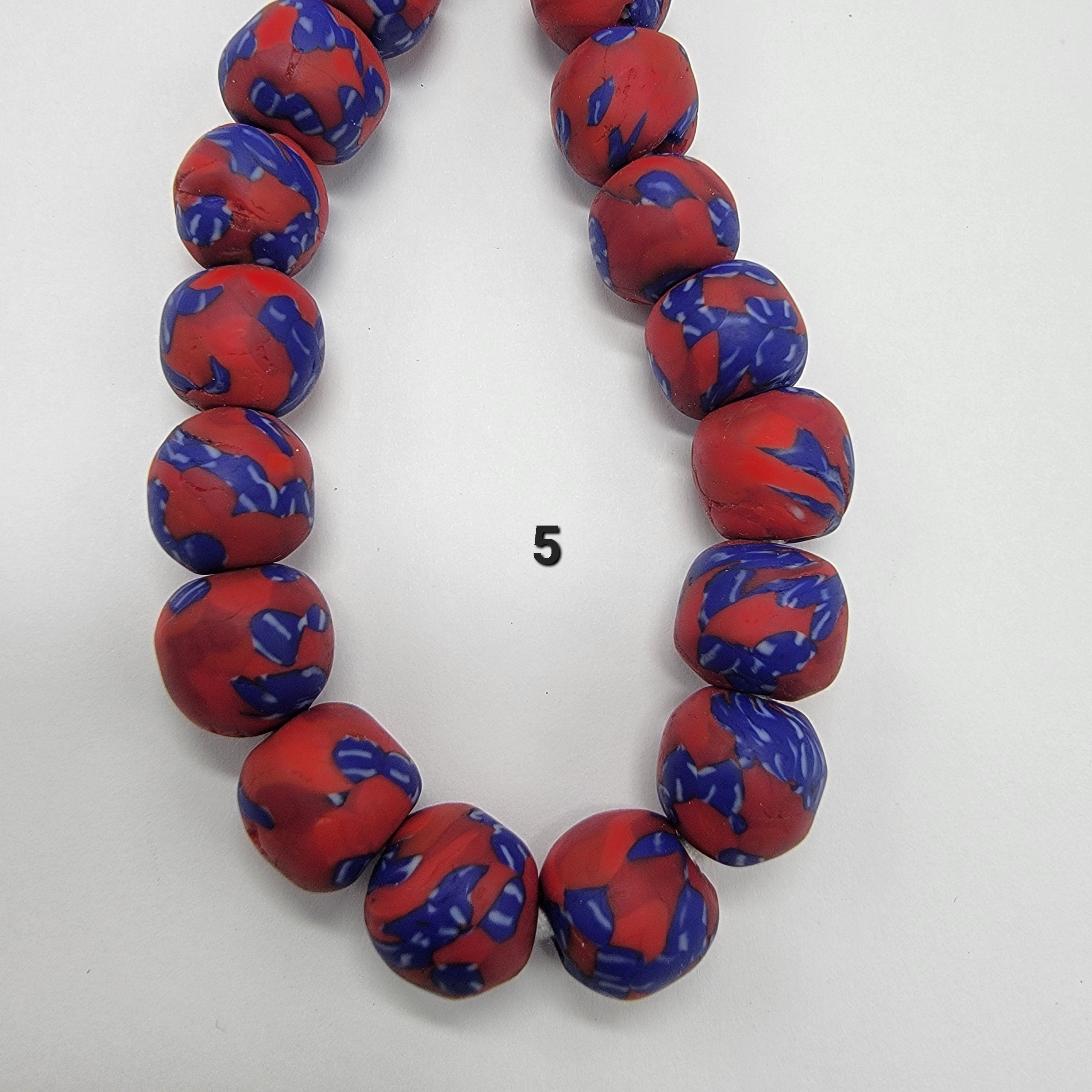 Red African Recycled Glass Beads, Ethnic Beads