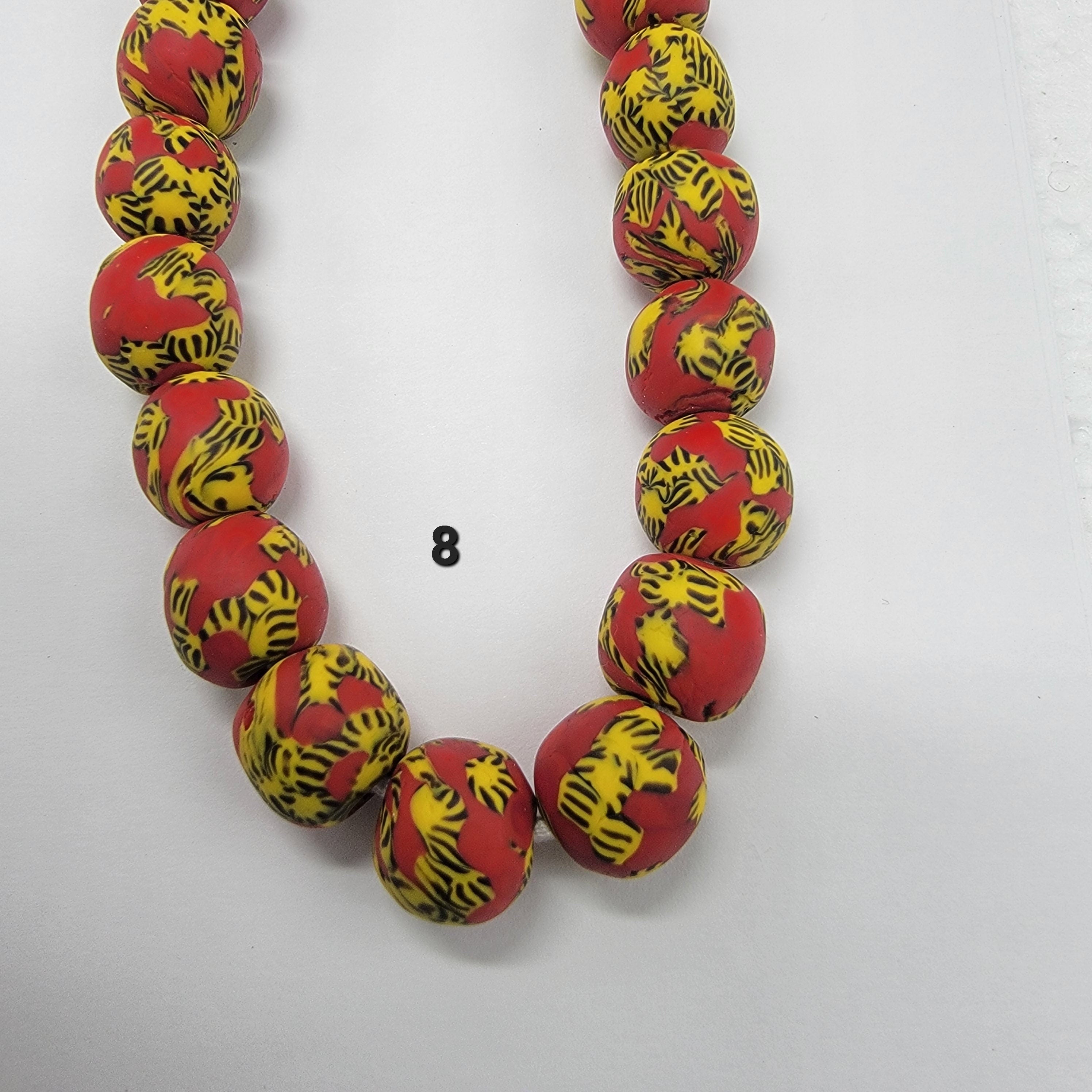 Red African Recycled Glass Beads, Ethnic Beads