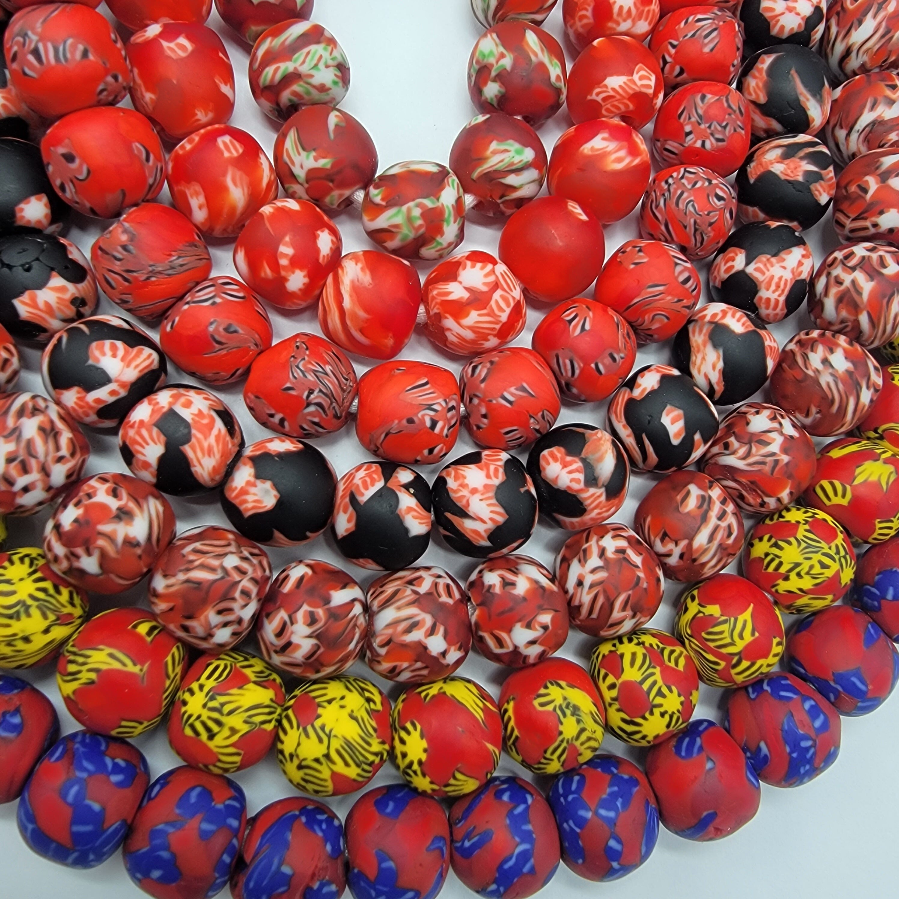 Red African Recycled Glass Beads, Ethnic Beads