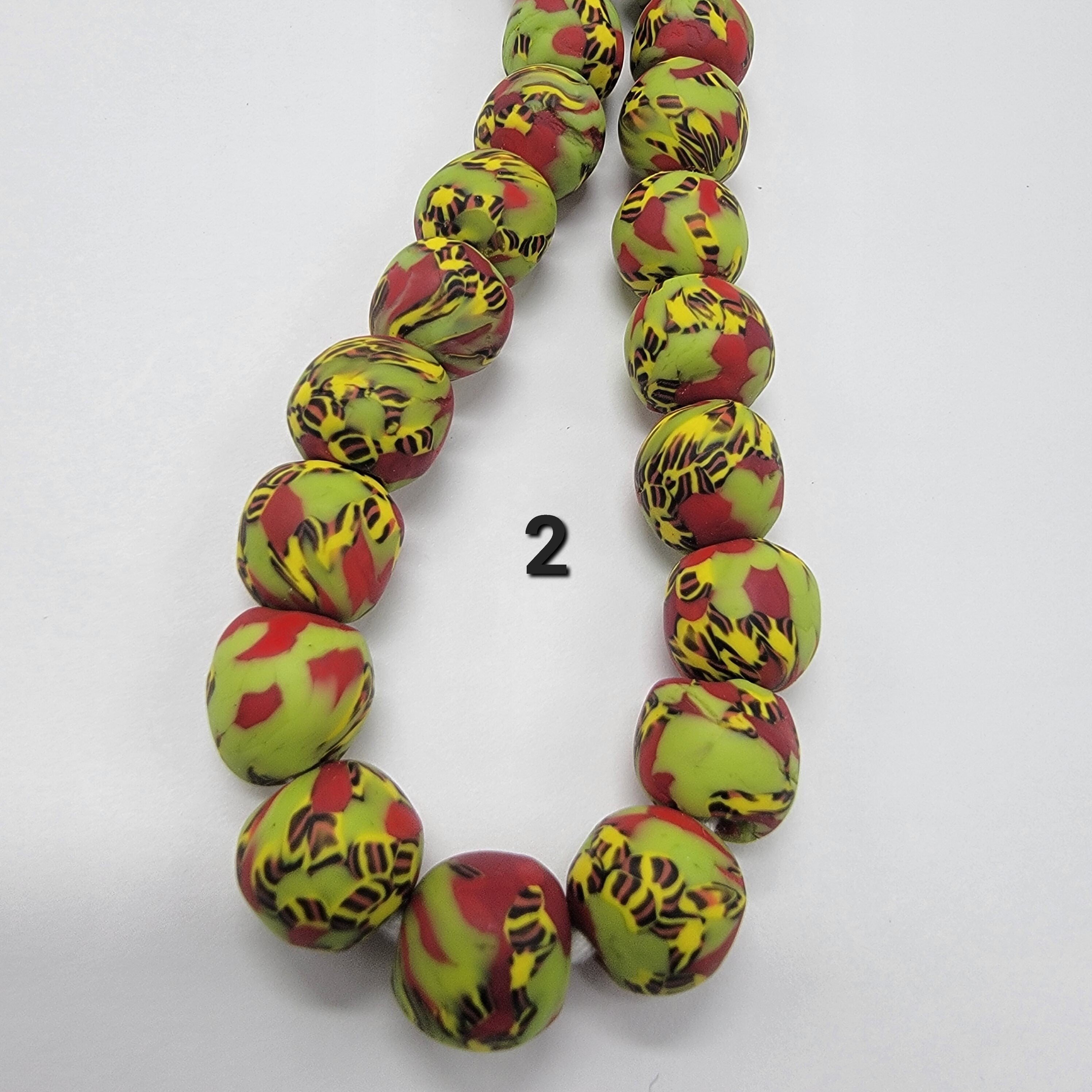 Green African Recycled Glass Beads, Ethnic Beads