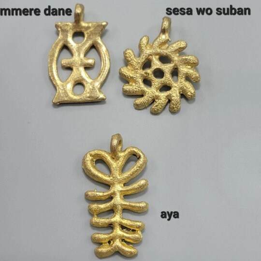 Adinkra Medium Charm Beads, Lost Wax Pendant, African Brass Beads