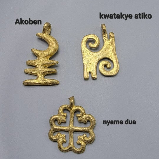 Adinkra Medium Charm Beads, Lost Wax Pendant, African Brass Beads