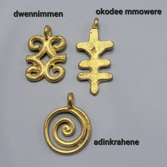 Adinkra Medium Charm Beads, Lost Wax Pendant, African Brass Beads