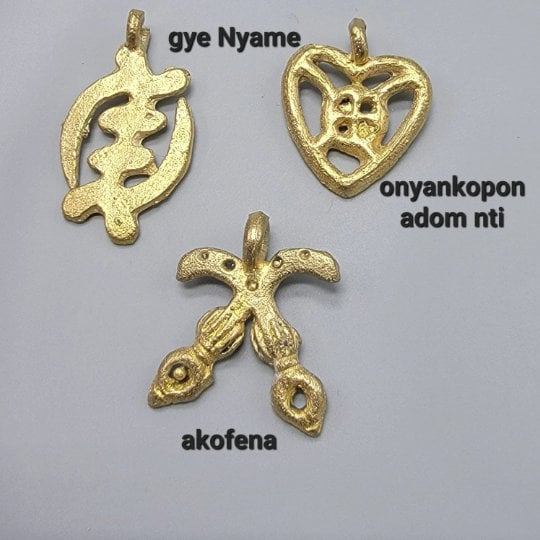 Adinkra Medium Charm Beads, Lost Wax Pendant, African Brass Beads