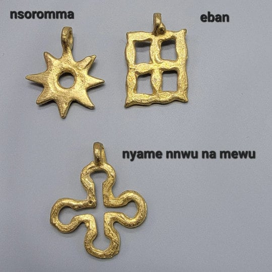 Adinkra Medium Charm Beads, Lost Wax Pendant, African Brass Beads